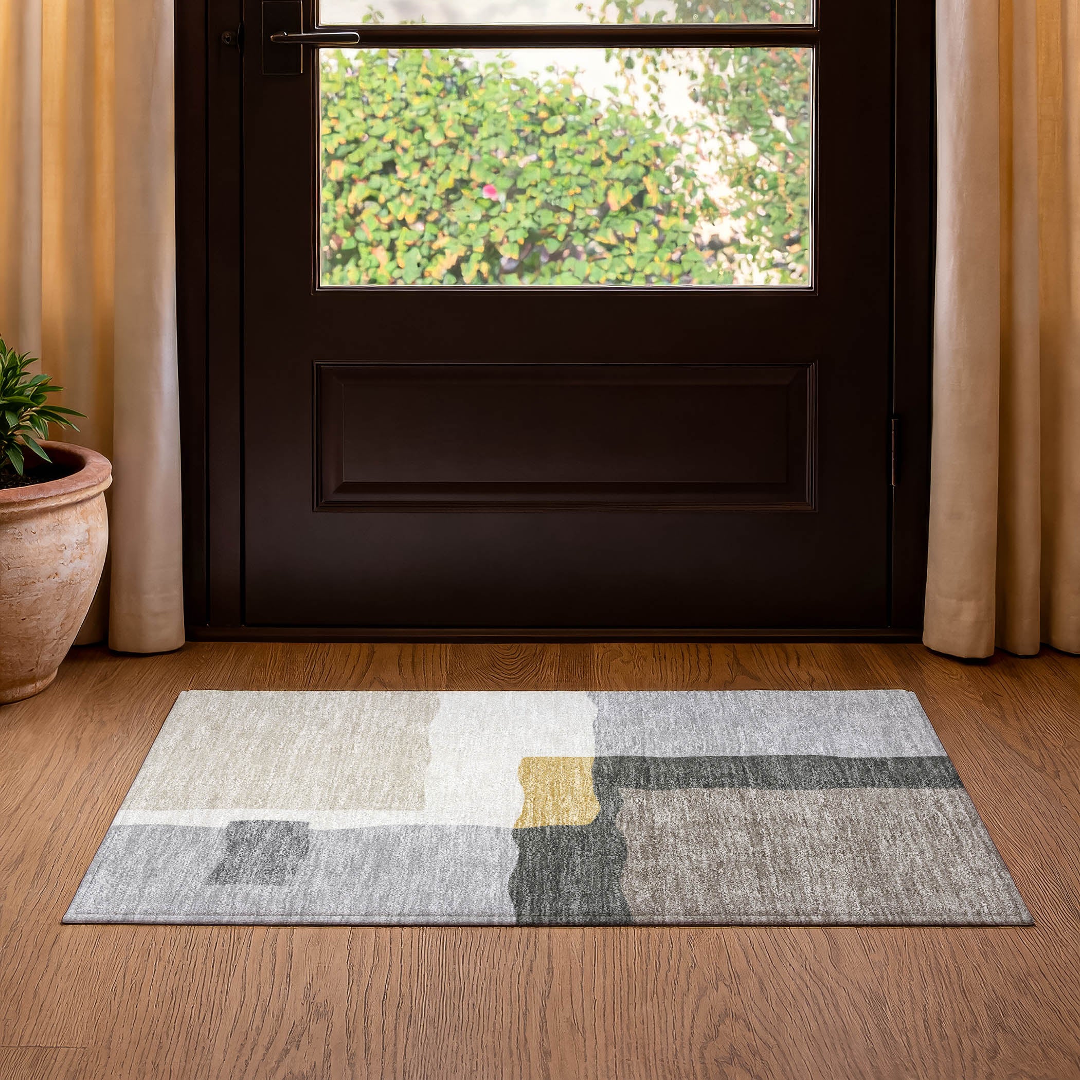 Vienna Machine Washable Transitional Gray Rug 1'8" x 2'6" #shape_Rectangle
