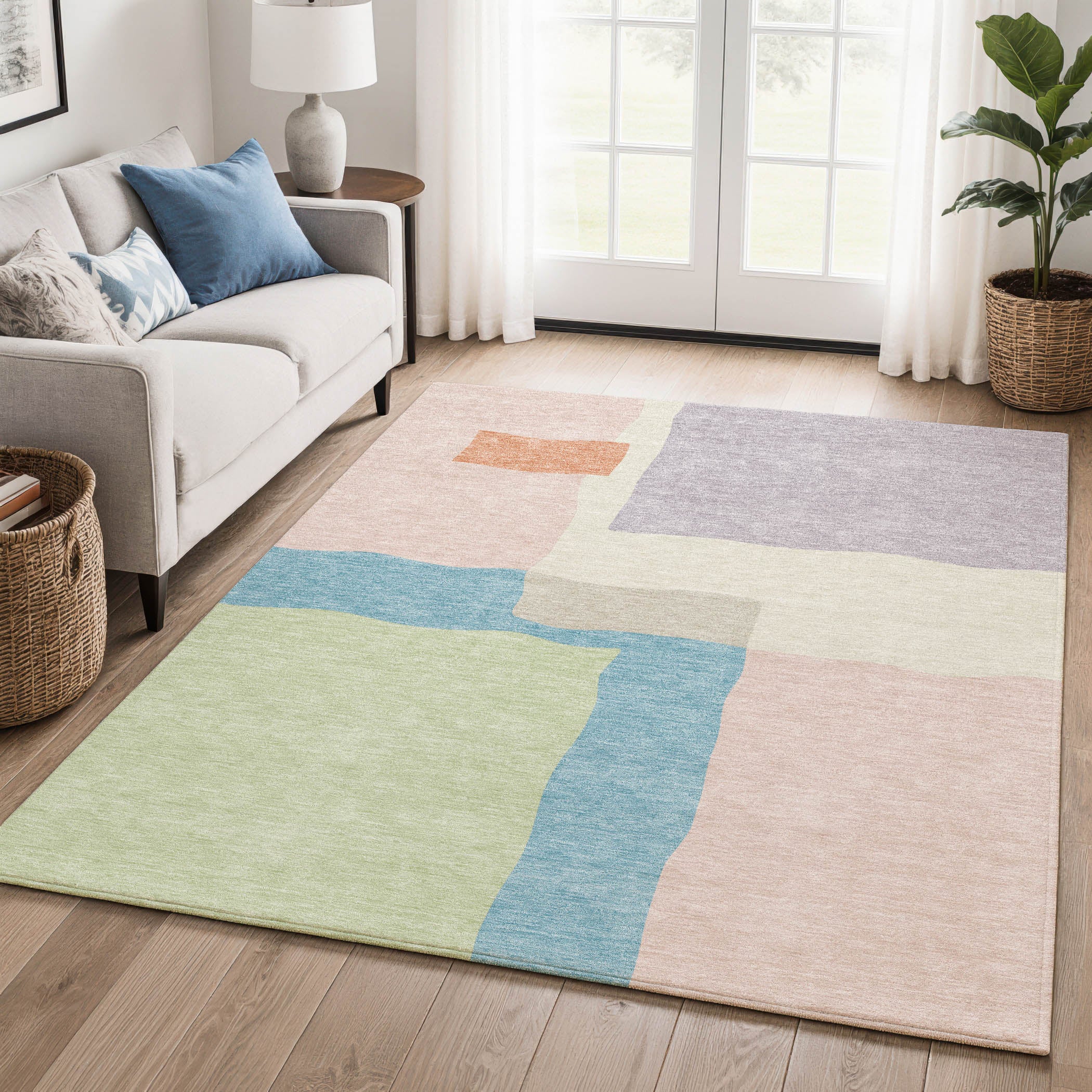Vienna Machine Washable Transitional Pink Rug 3' x 5' #shape_Rectangle