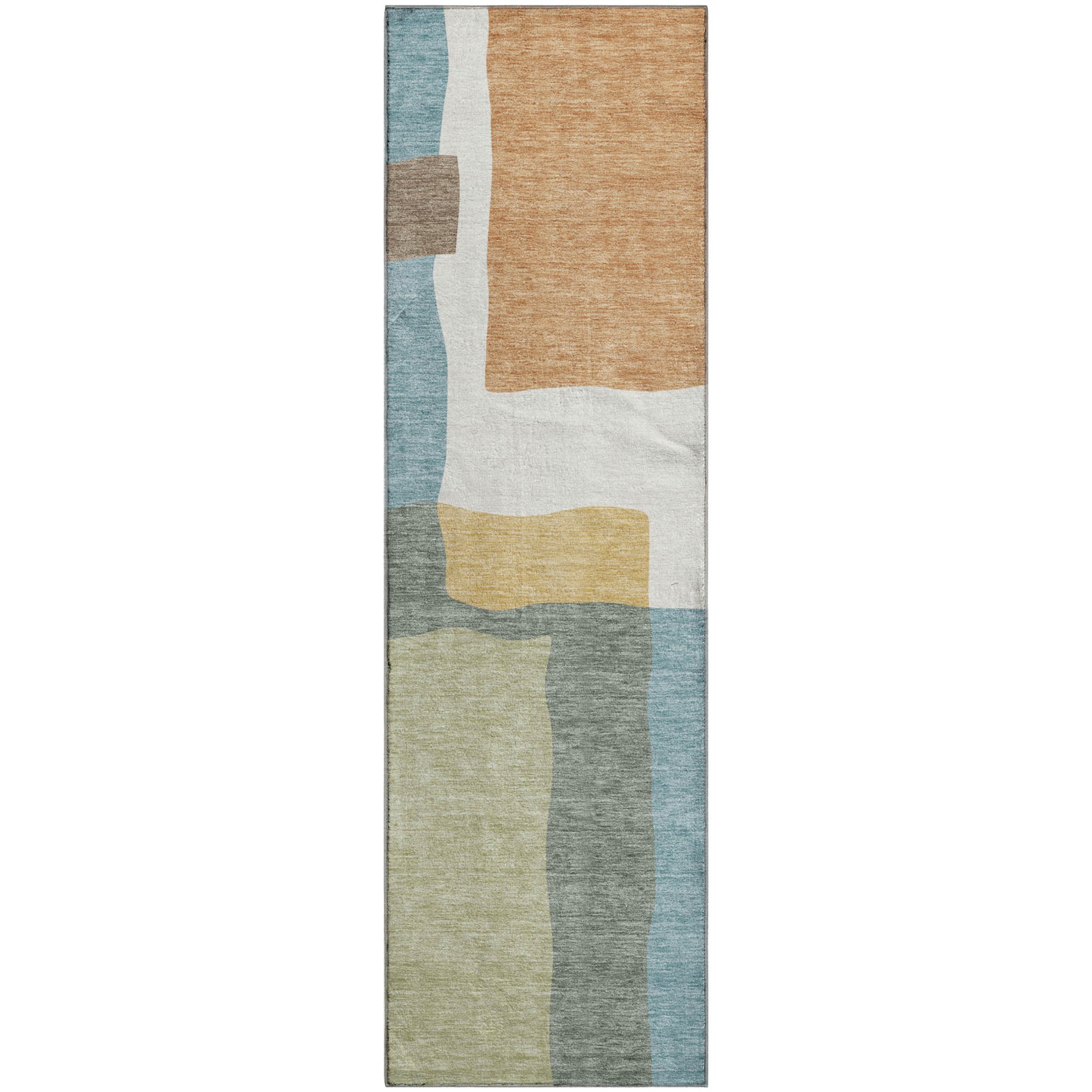 Vienna Machine Washable Transitional Seafoam Blue Rug 2'3" x 7'6" #shape_Runner