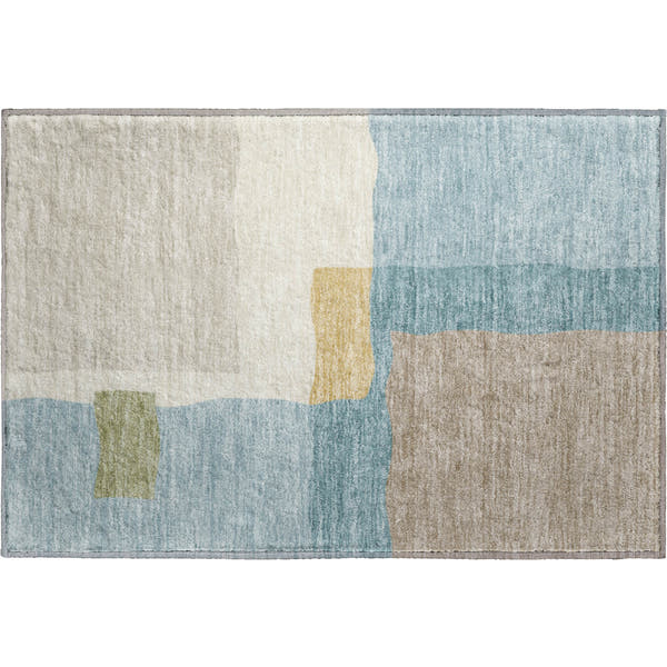 Vienna Machine Washable Transitional Teal Rug 1'8" x 2'6"