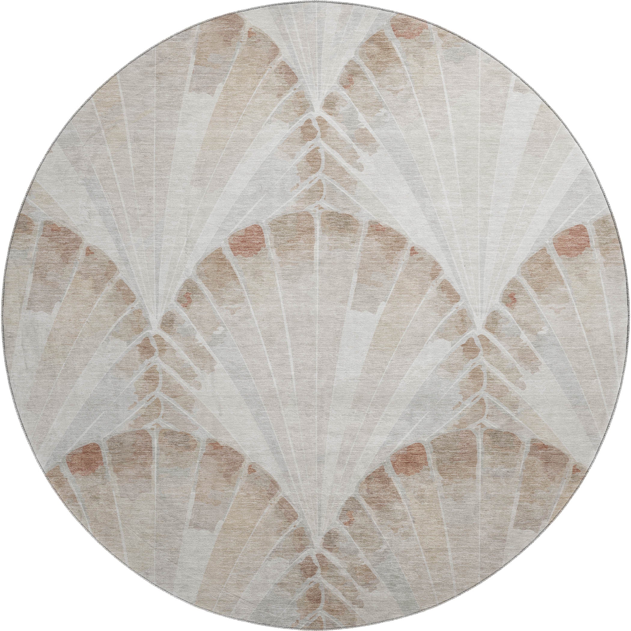 Chiang Mai Machine Washable Transitional Beige Brown Rug 8' x 8' #shape_Round