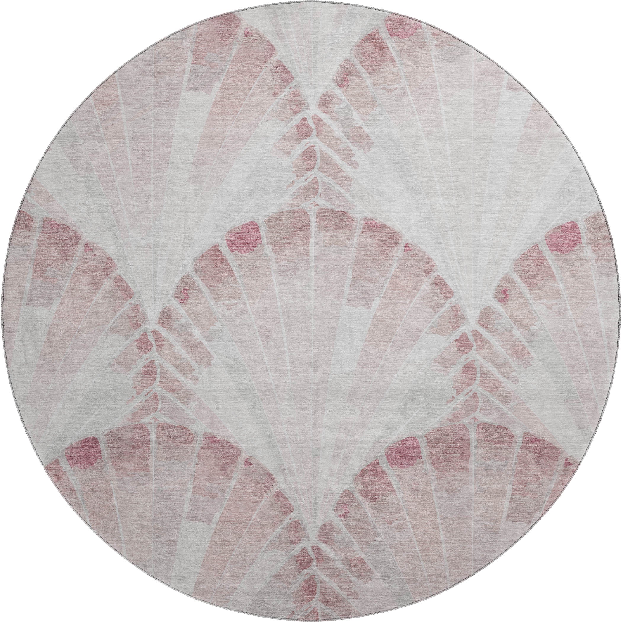 Chiang Mai Machine Washable Transitional Blush Pink Rug 8' x 8' #shape_Round