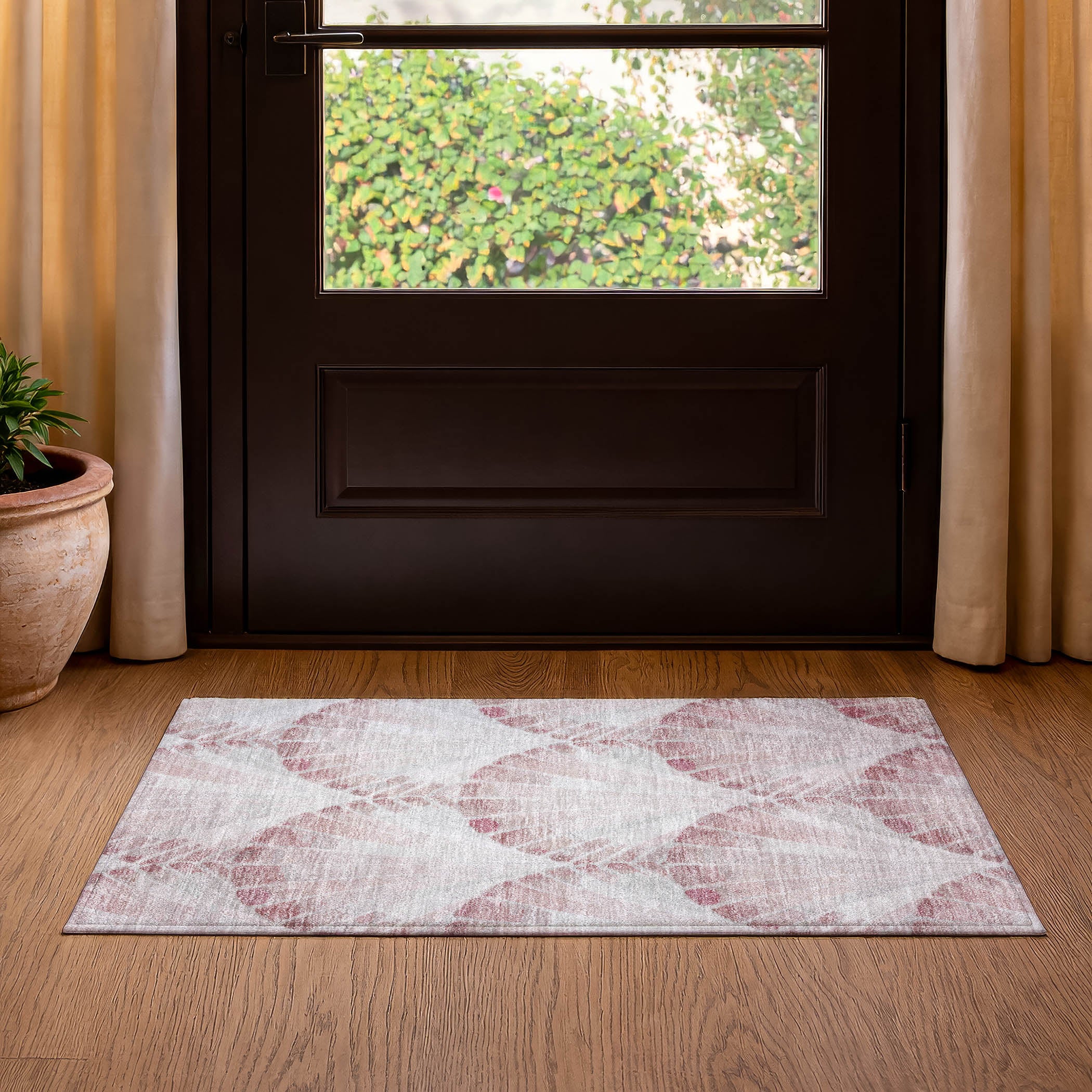 Chiang Mai Machine Washable Transitional Blush Pink Rug 1'8" x 2'6" #shape_Rectangle