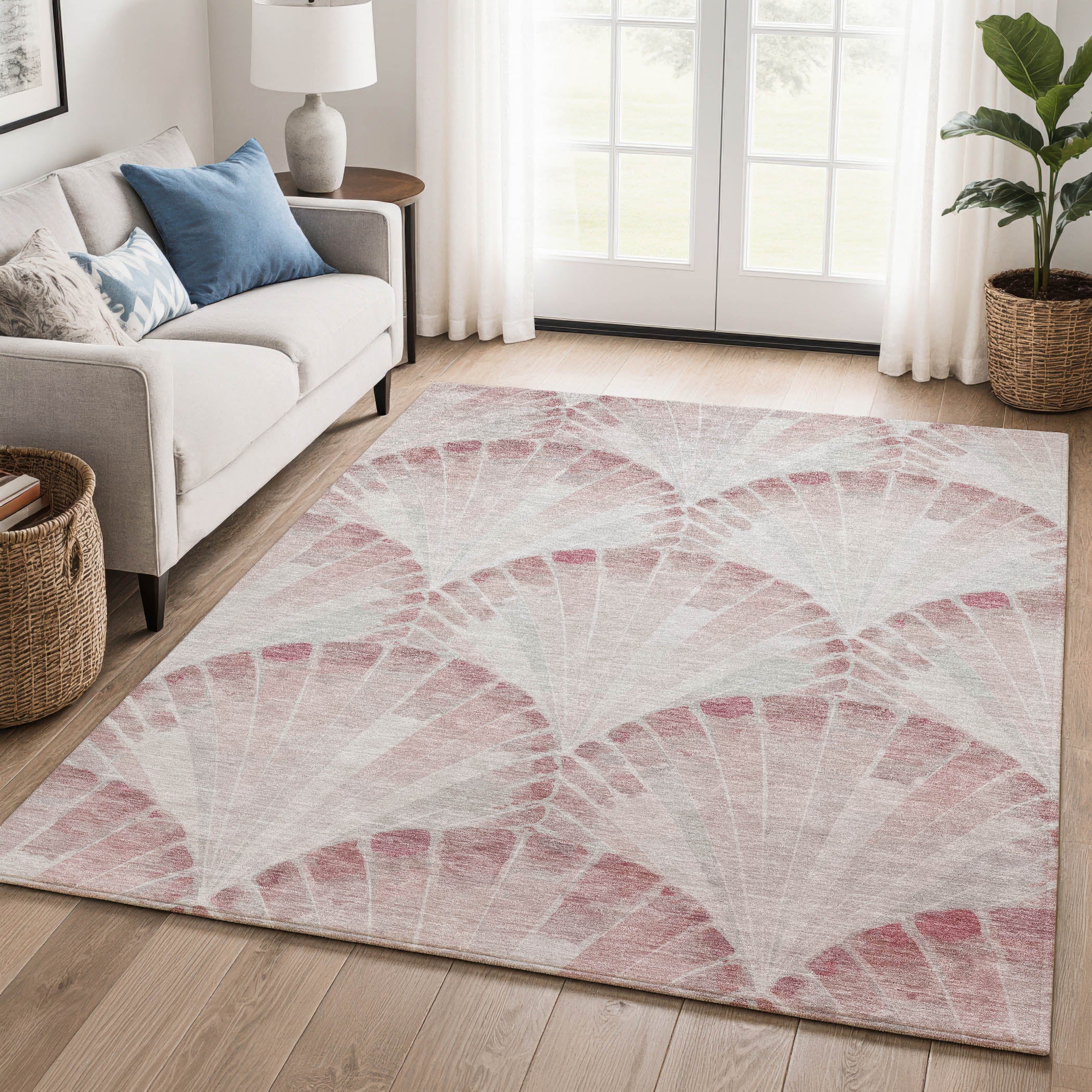 Chiang Mai Machine Washable Transitional Blush Pink Rug 3' x 5' #shape_Rectangle