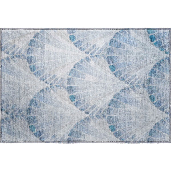 Chiang Mai Machine Washable Transitional Sky Blue Rug 1'8" x 2'6"