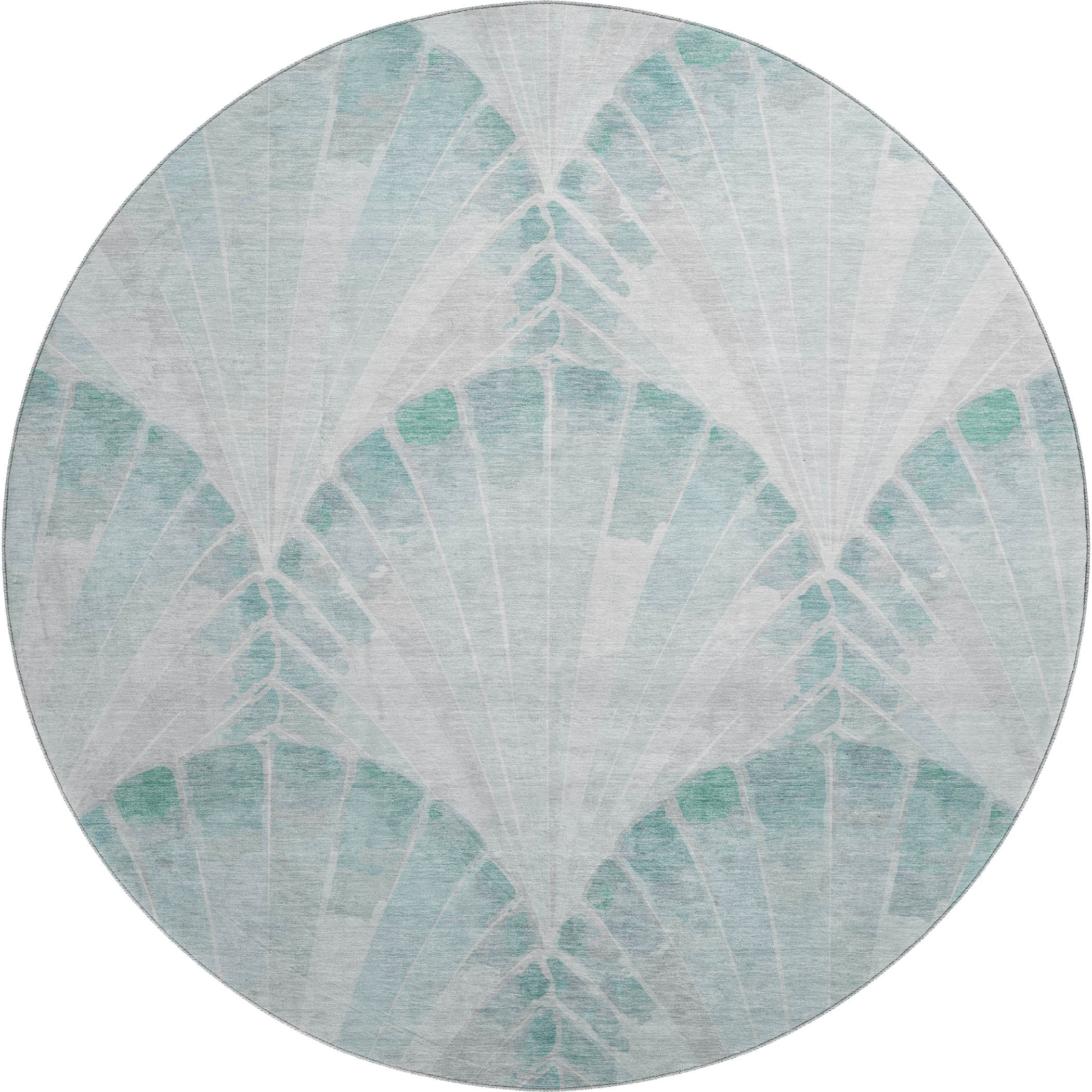 Chiang Mai Machine Washable Transitional Teal Rug 8' x 8' #shape_Round