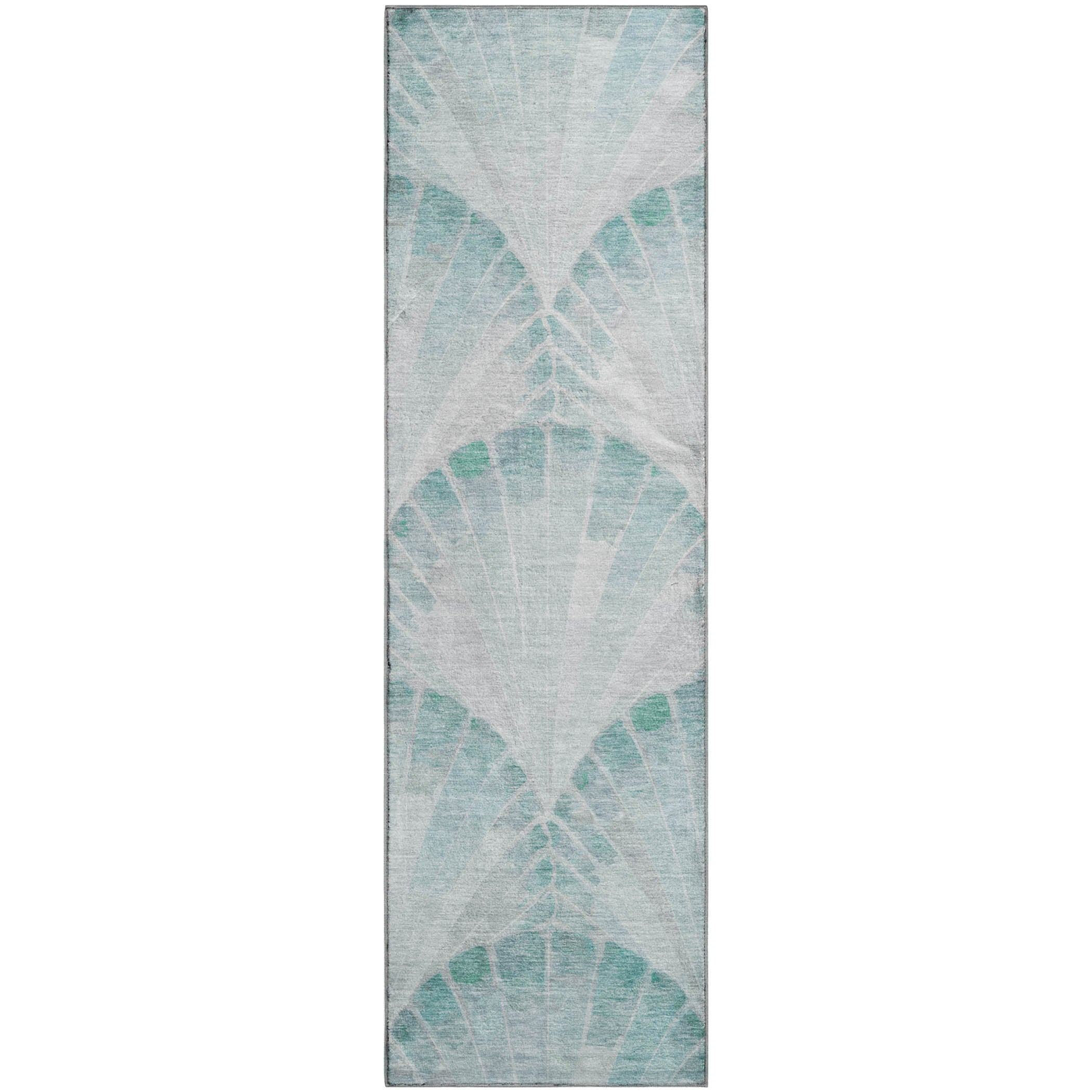 Chiang Mai Machine Washable Transitional Teal Rug 2'3" x 7'6" #shape_Runner