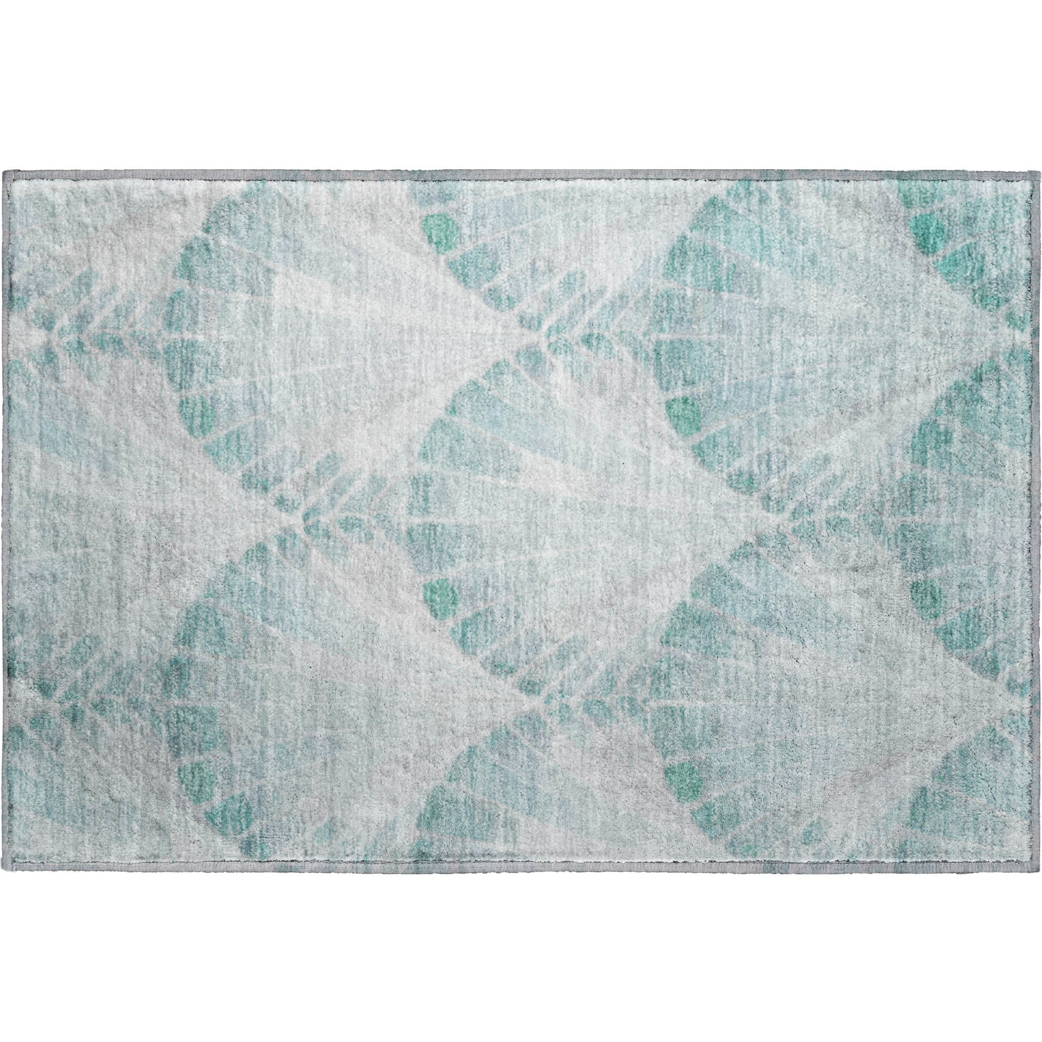 Chiang Mai Machine Washable Transitional Teal Rug 1'8" x 2'6" #shape_Rectangle