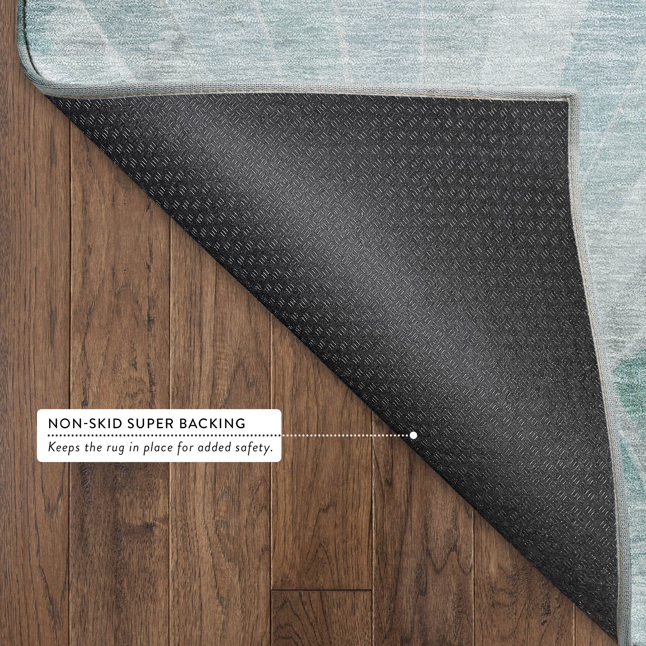 Chiang Mai Machine Washable Transitional Teal Rug 1'8" x 2'6" #shape_Rectangle