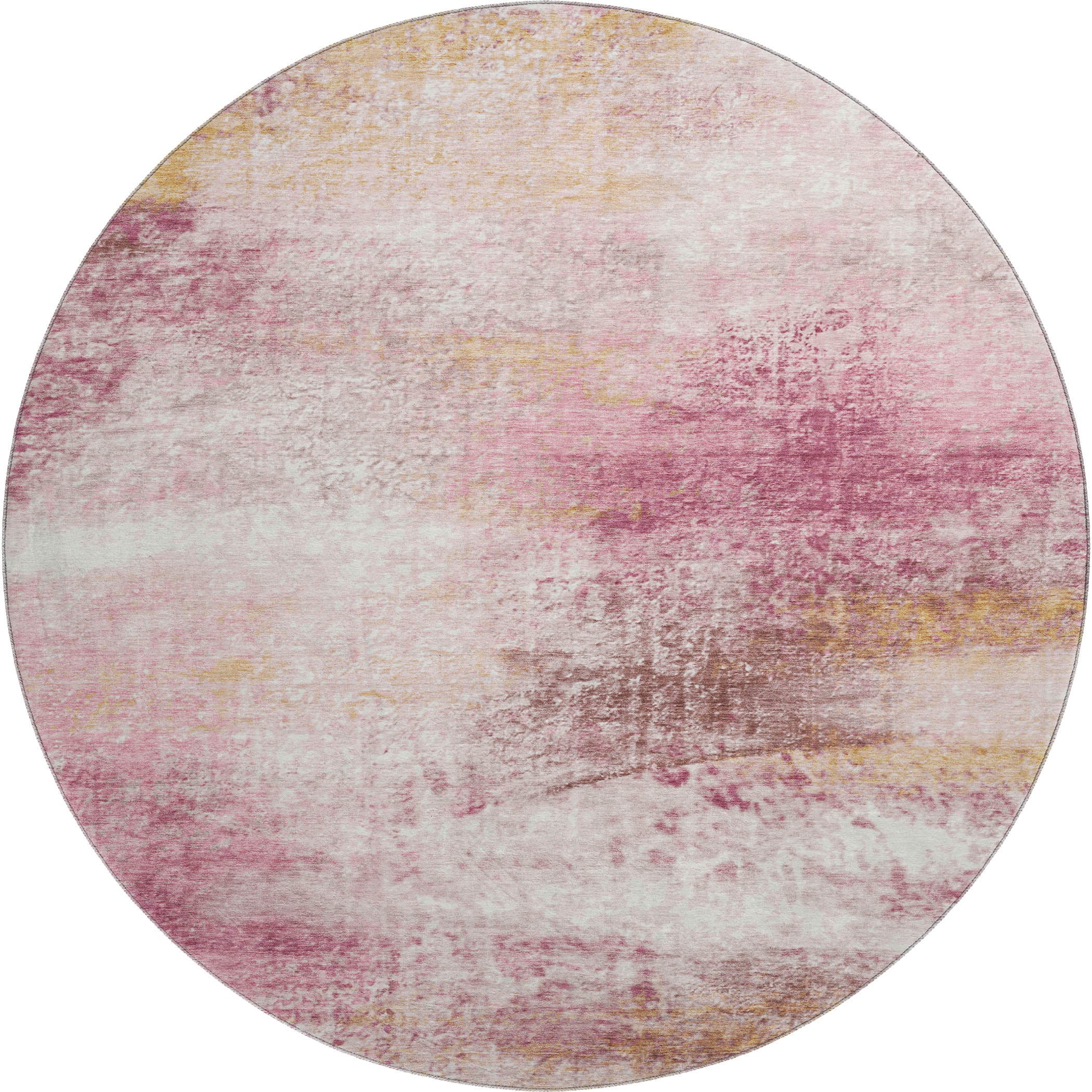 Salzburg Machine Washable Transitional Blush Pink Rug 8' x 8' #shape_Round