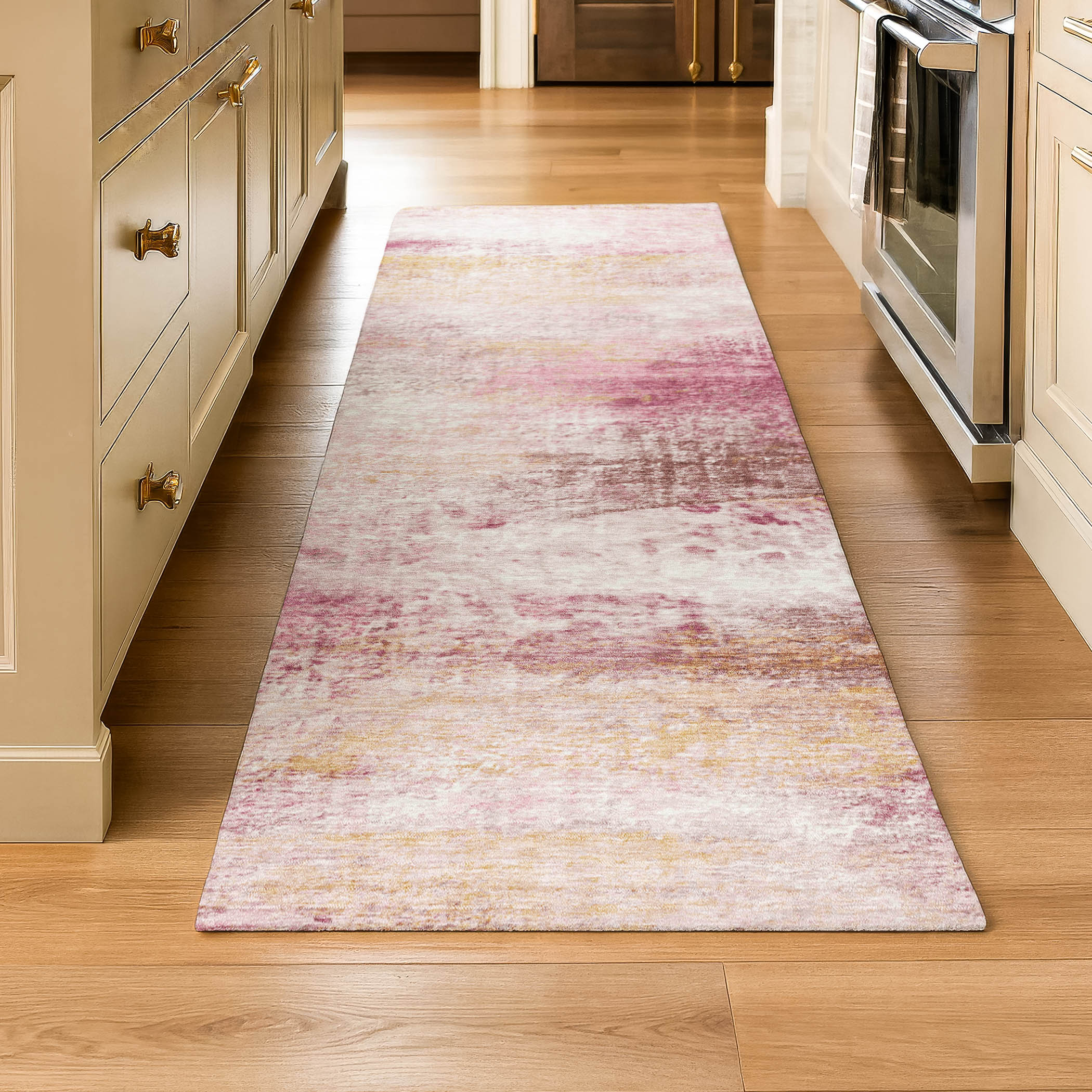 Salzburg Machine Washable Transitional Blush Pink Rug 2'3" x 7'6" #shape_Runner
