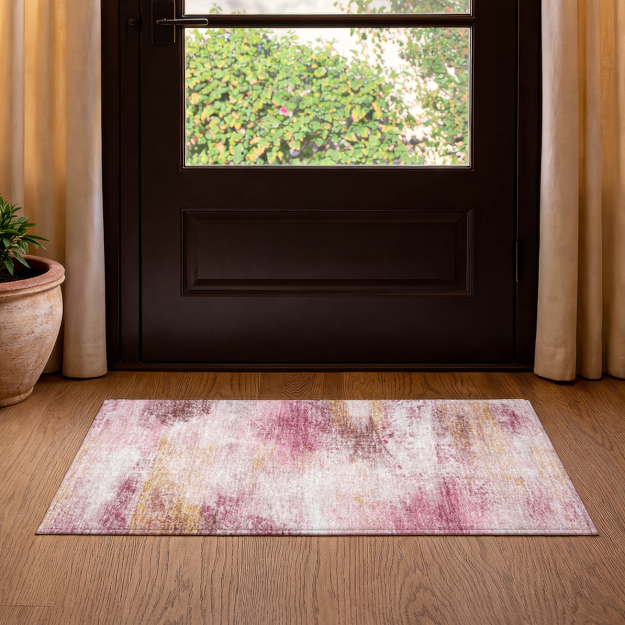 Salzburg Machine Washable Transitional Blush Pink Rug 1'8" x 2'6" #shape_Rectangle
