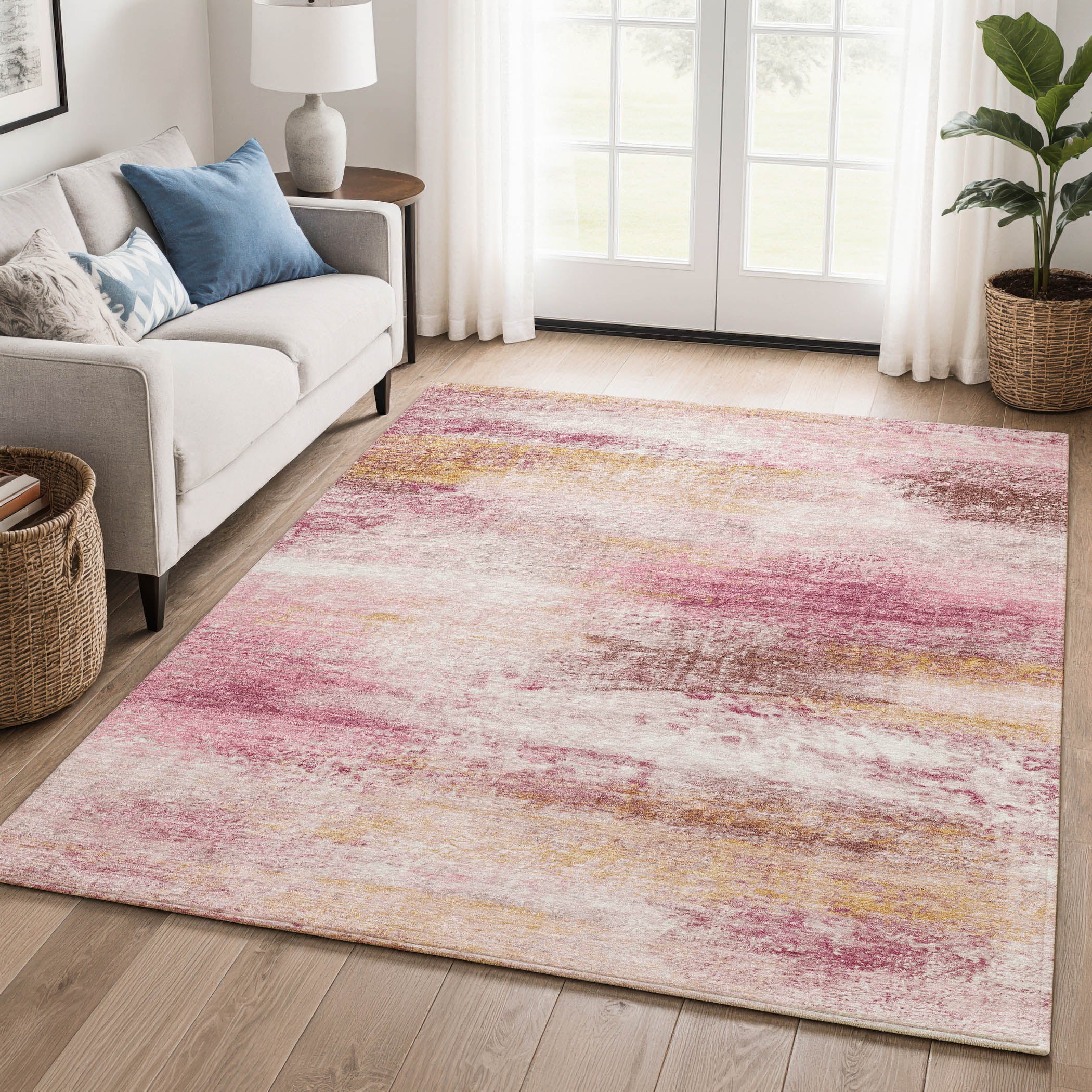 Salzburg Machine Washable Transitional Blush Pink Rug 3' x 5' #shape_Rectangle