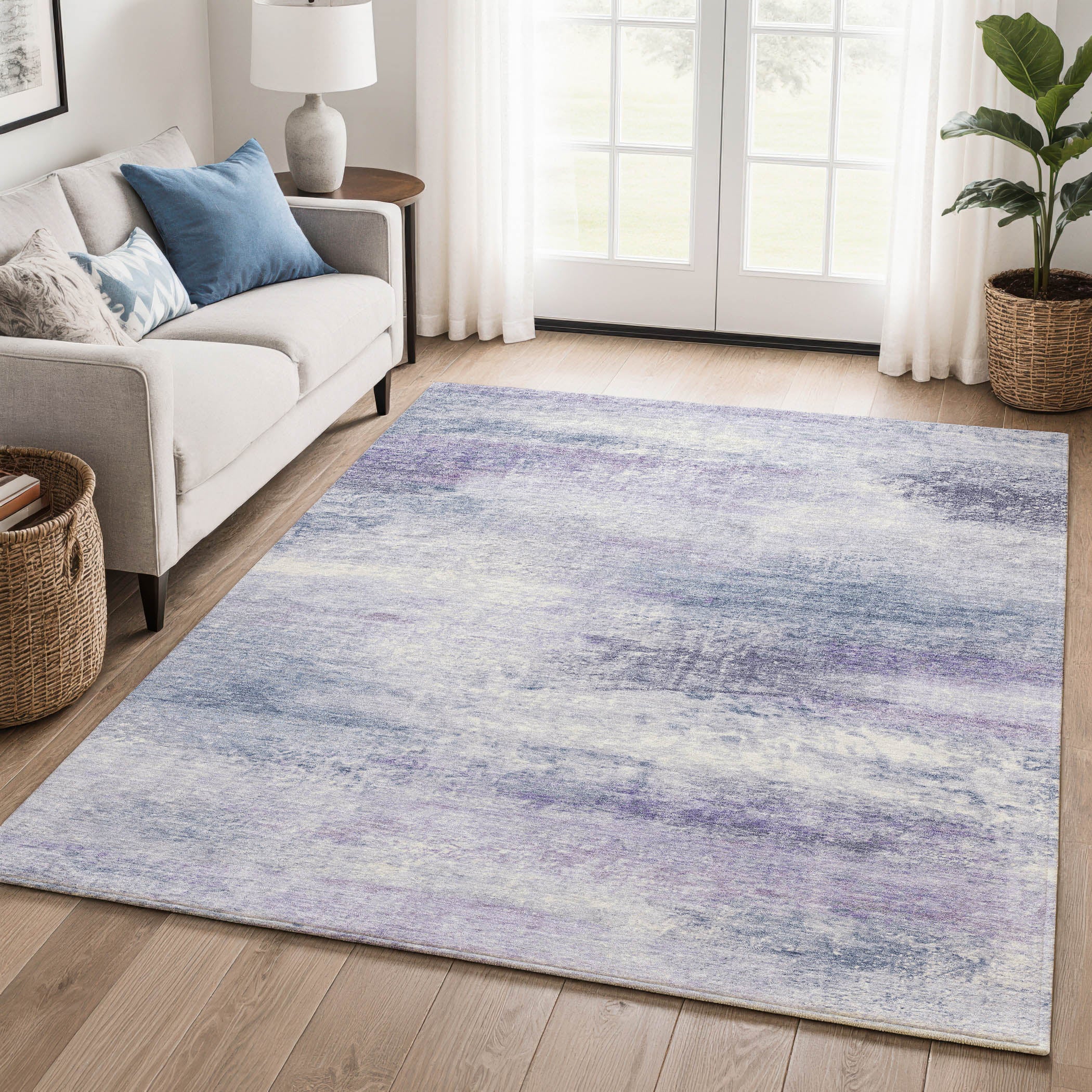 Salzburg Machine Washable Transitional Lavender Purple Rug 3' x 5' #shape_Rectangle