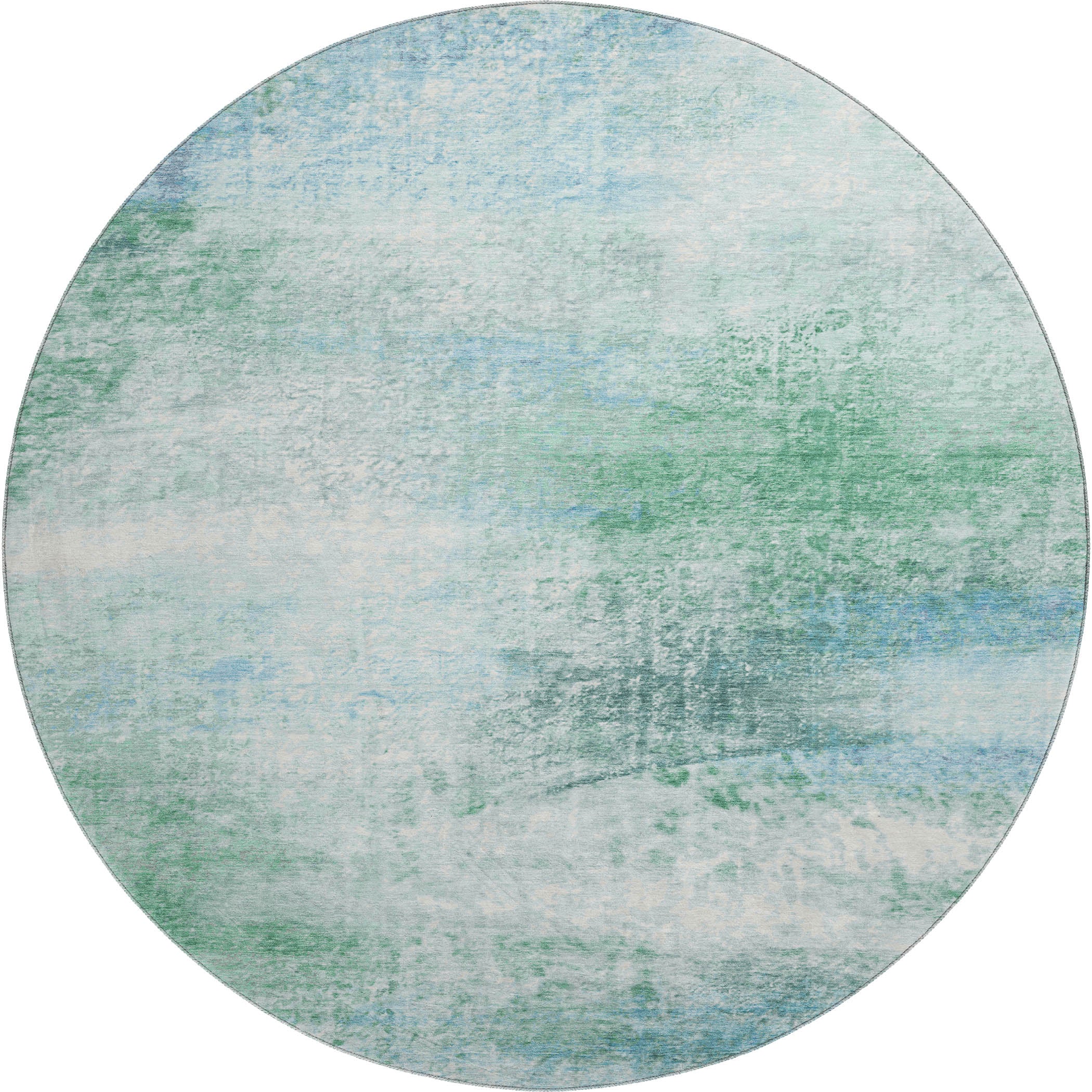 Salzburg Machine Washable Transitional Mint Green Rug 8' x 8' #shape_Round