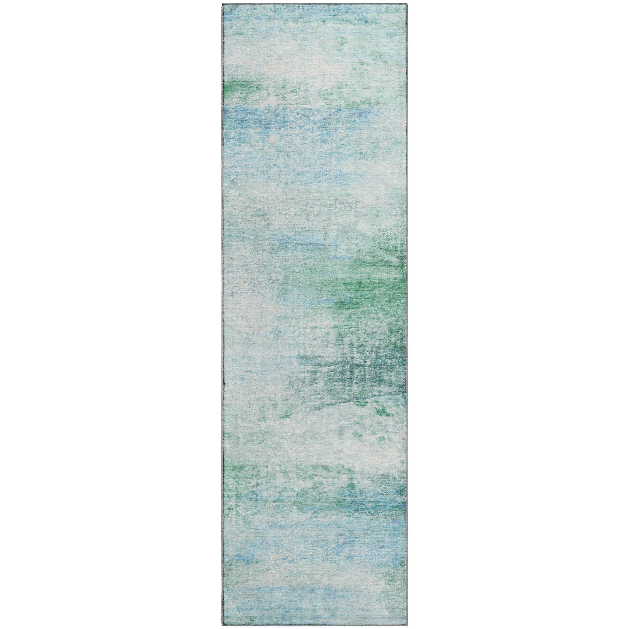 Salzburg Machine Washable Transitional Mint Green Rug 2'3" x 7'6" #shape_Runner