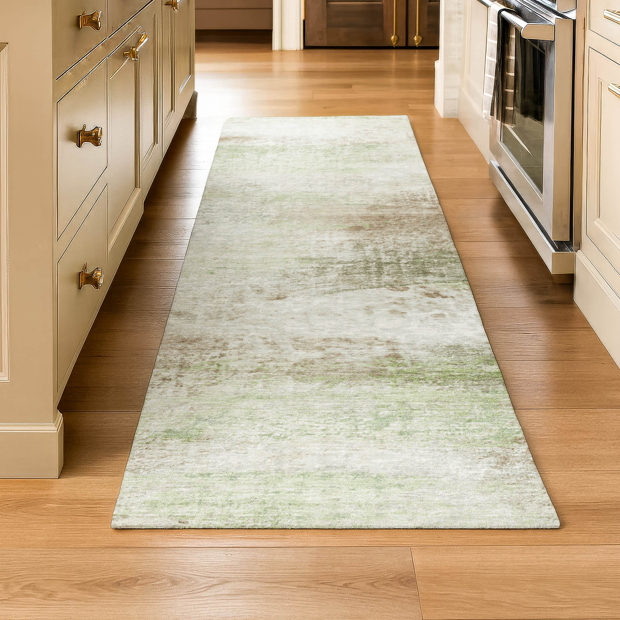 Salzburg Machine Washable Transitional Tan Brown Rug 2'3" x 7'6" #shape_Runner