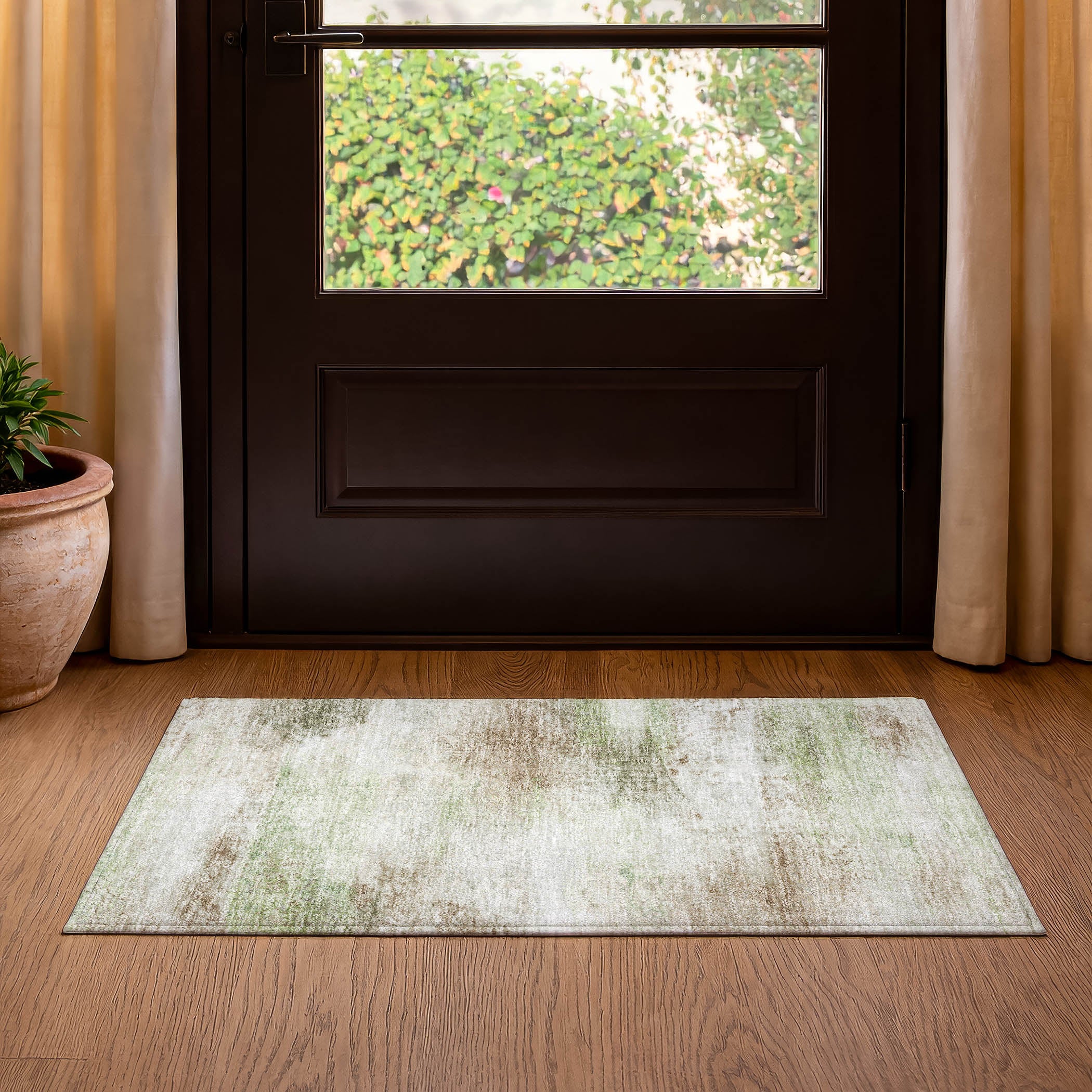 Salzburg Machine Washable Transitional Tan Brown Rug 1'8" x 2'6" #shape_Rectangle