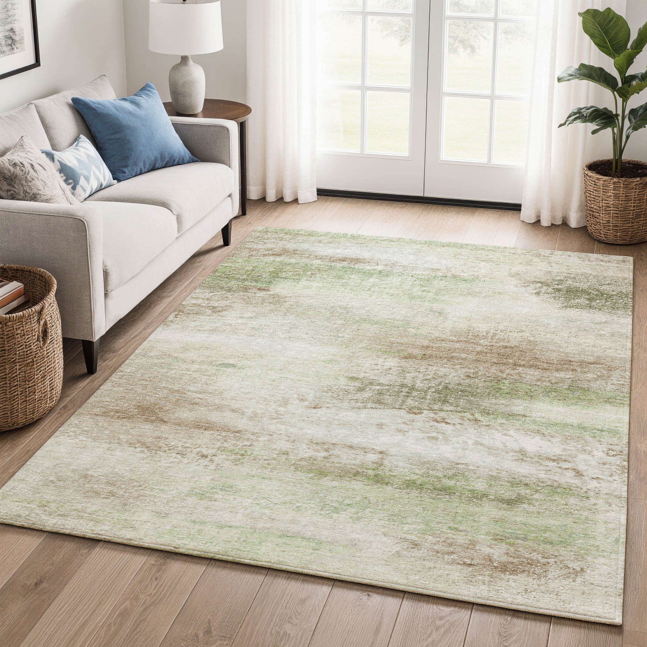 Salzburg Machine Washable Transitional Tan Brown Rug 3' x 5' #shape_Rectangle