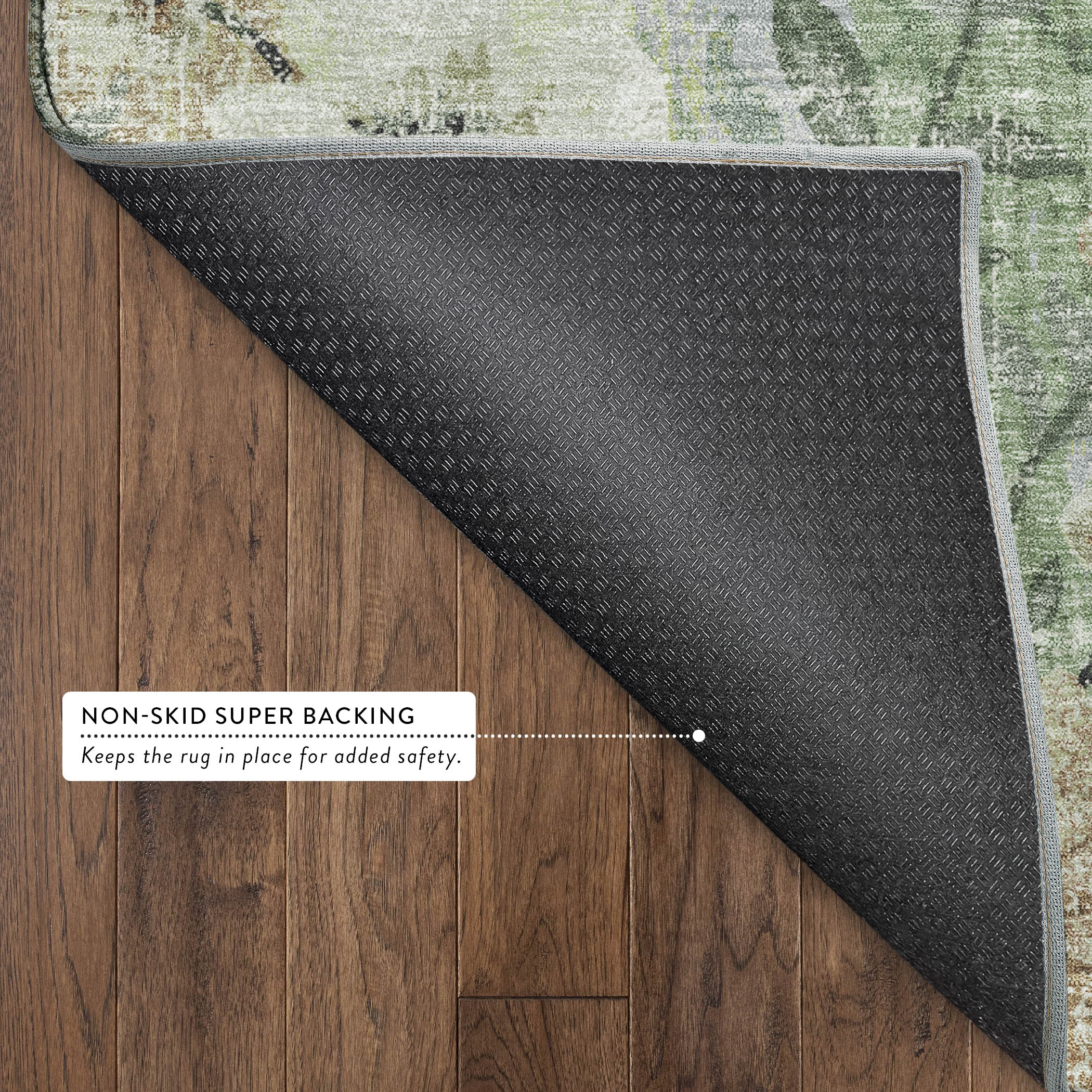 Florence Machine Washable Transitional Aloe Green Rug 1'8" x 2'6" #shape_Rectangle
