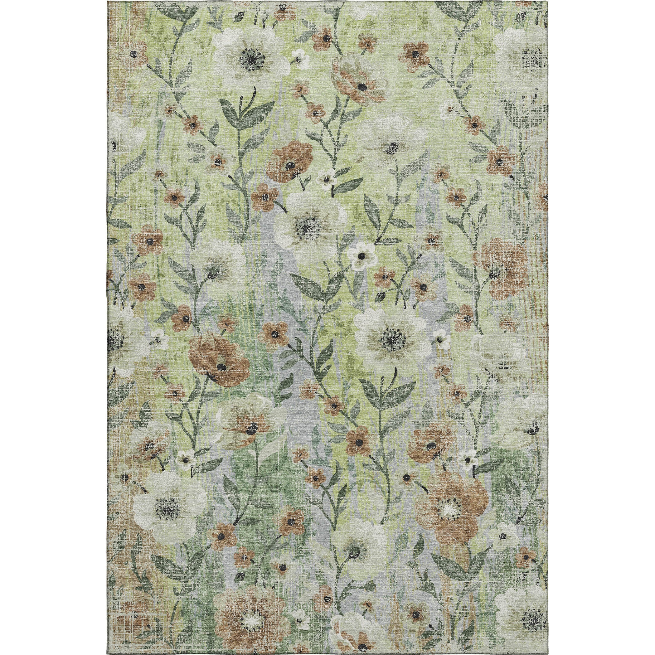 Florence Machine Washable Transitional Aloe Green Rug 3' x 5' #shape_Rectangle