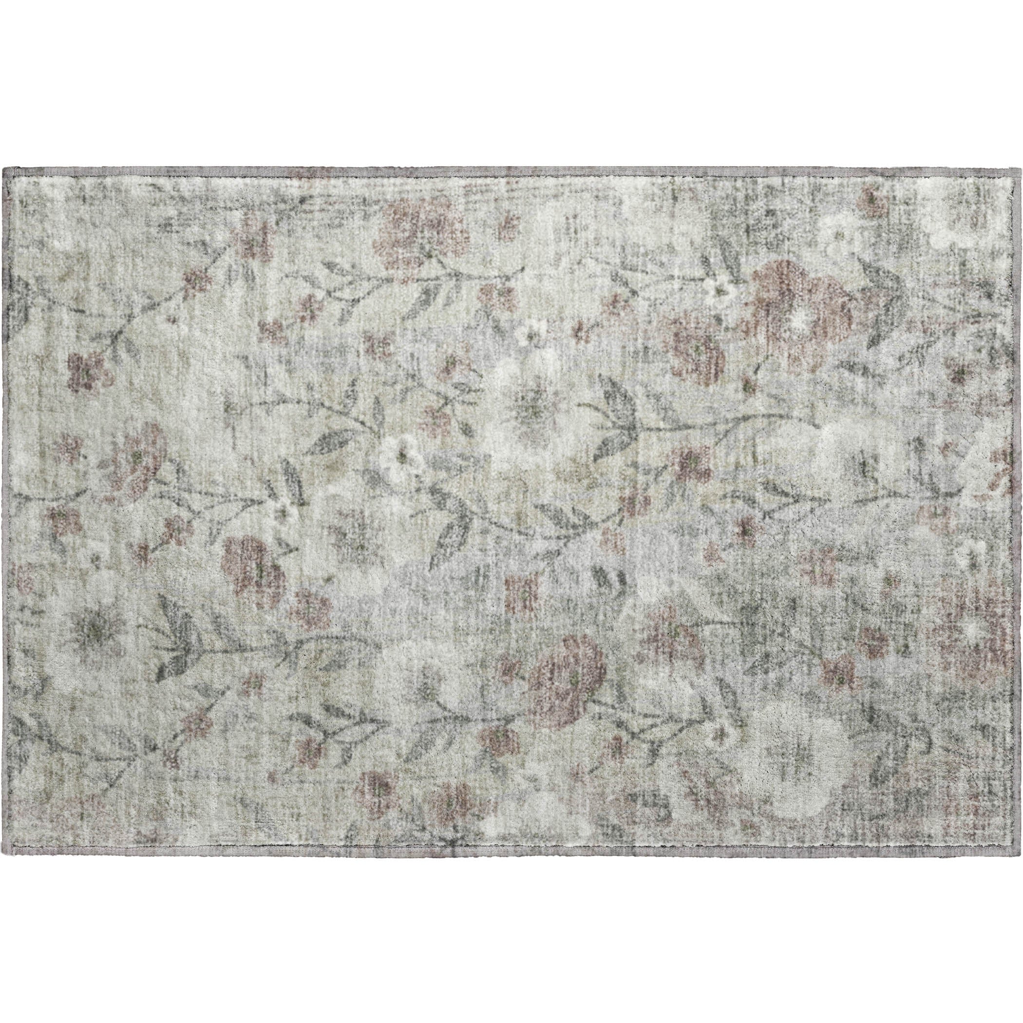 Florence Machine Washable Transitional Beige Brown Rug 1'8" x 2'6" #shape_Rectangle