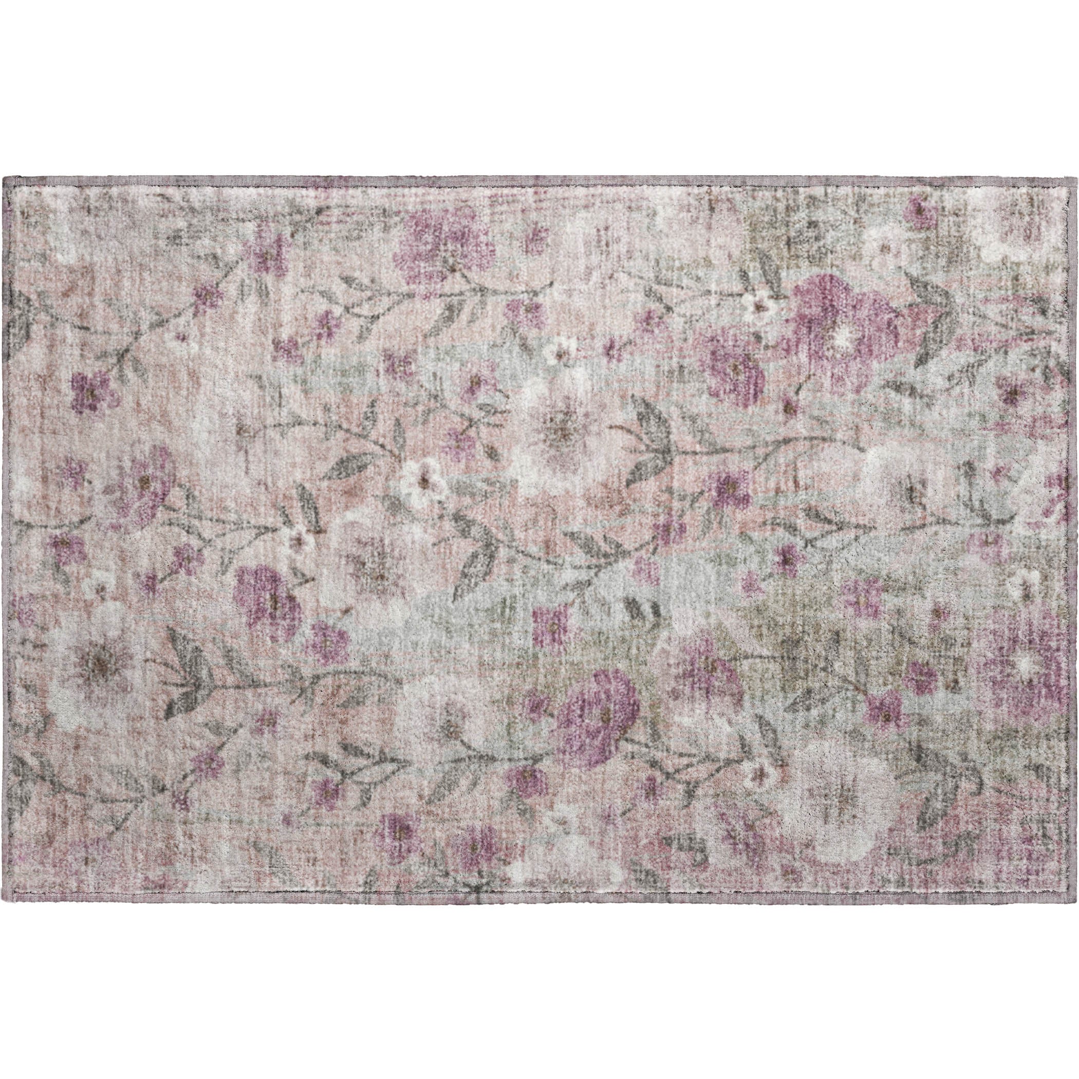 Florence Machine Washable Transitional Blush Pink Rug 1'8" x 2'6" #shape_Rectangle