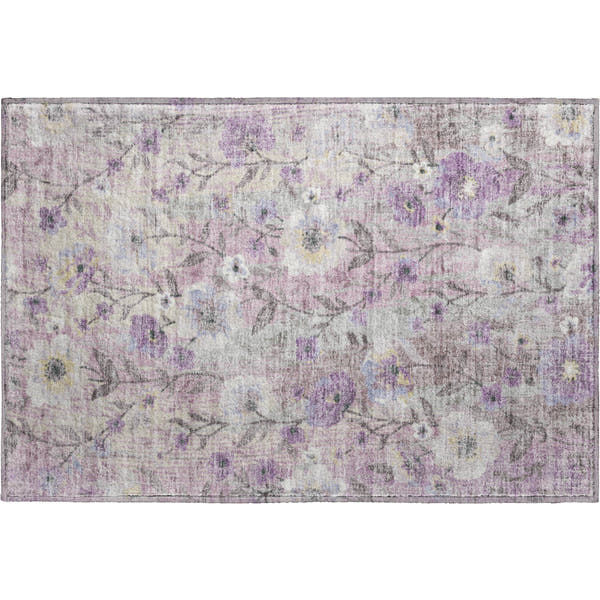 Florence Machine Washable Transitional Lilac Purple Rug 1'8" x 2'6"