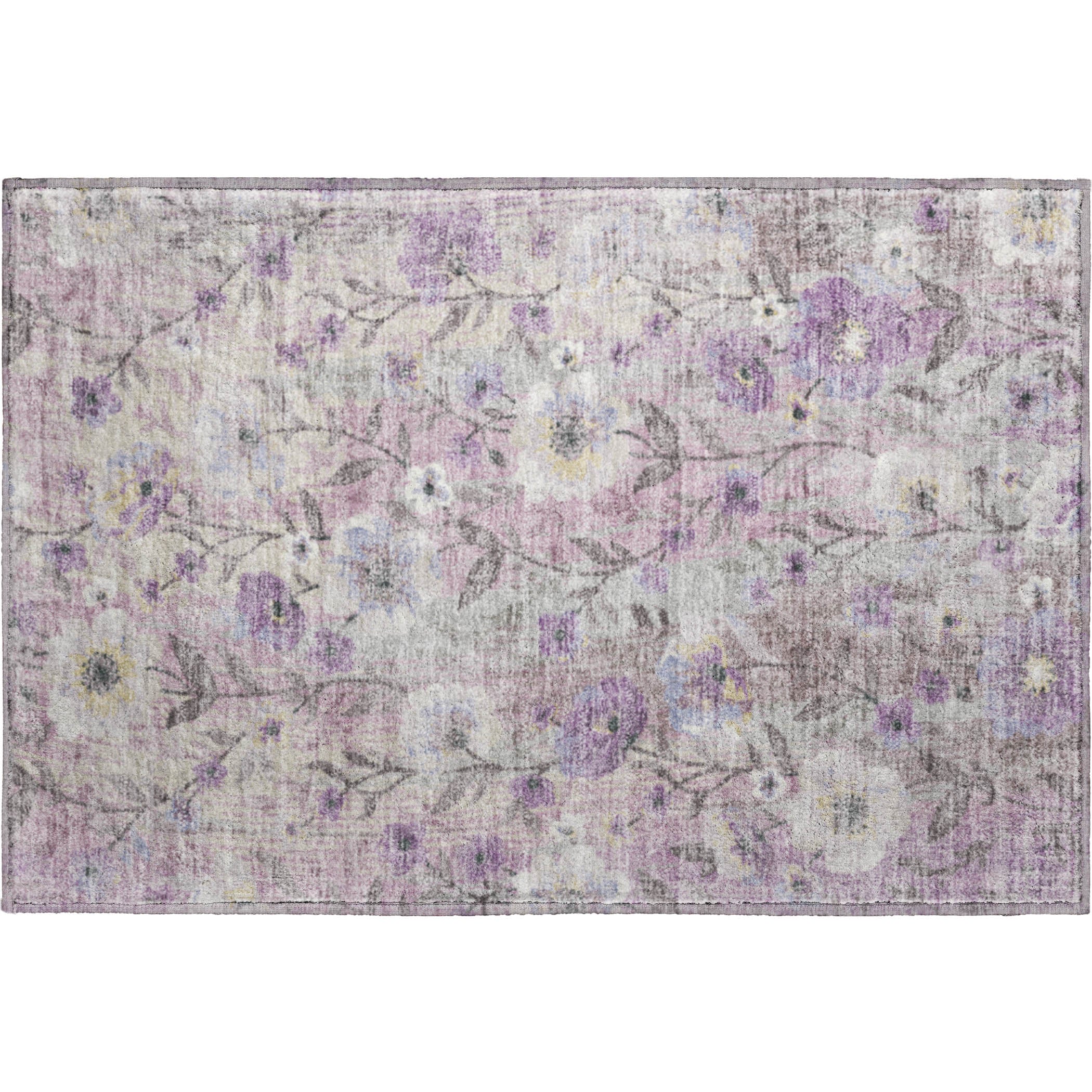 Florence Machine Washable Transitional Lilac Purple Rug 1'8" x 2'6" #shape_Rectangle