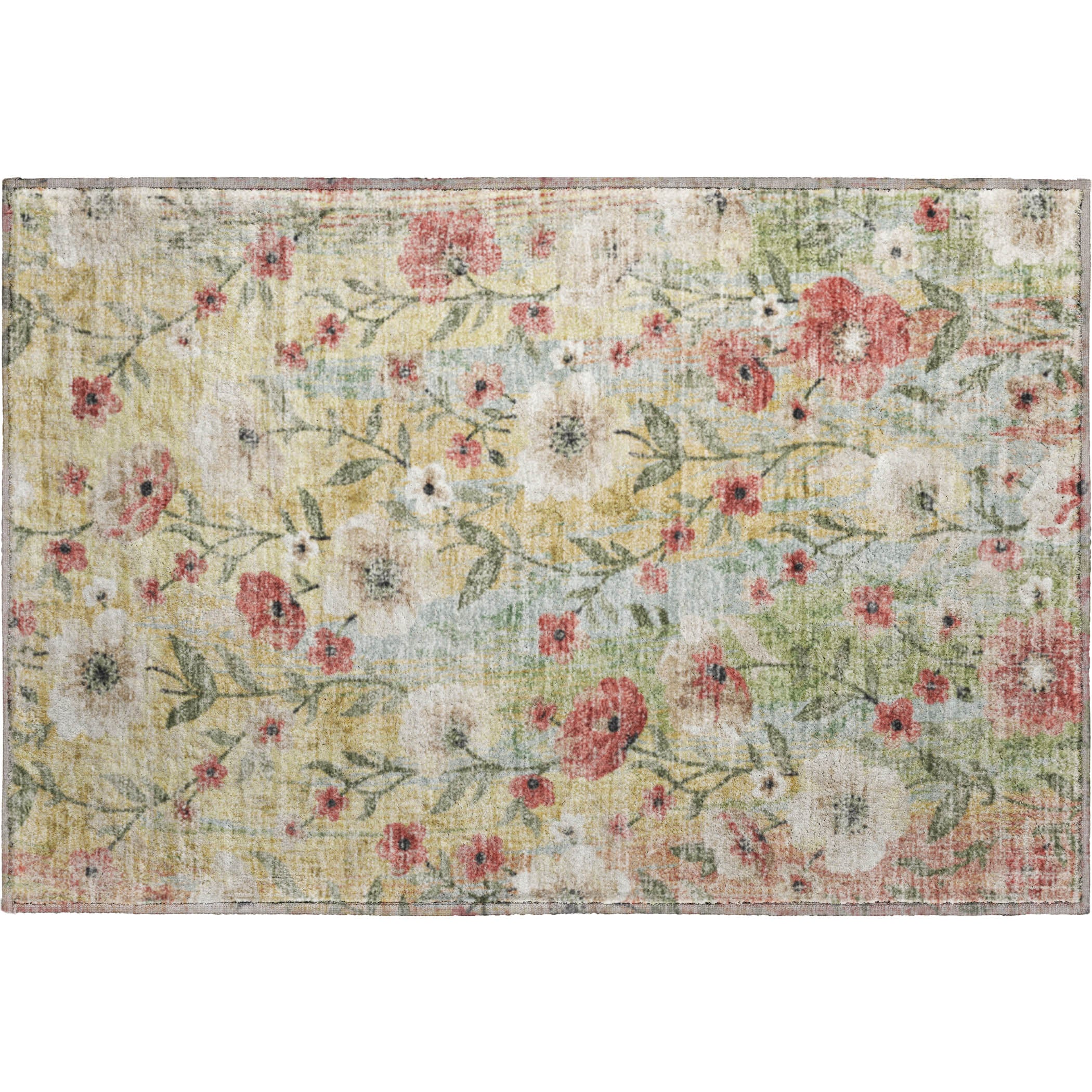 Florence Machine Washable Transitional Tan Brown Rug 1'8" x 2'6" #shape_Rectangle