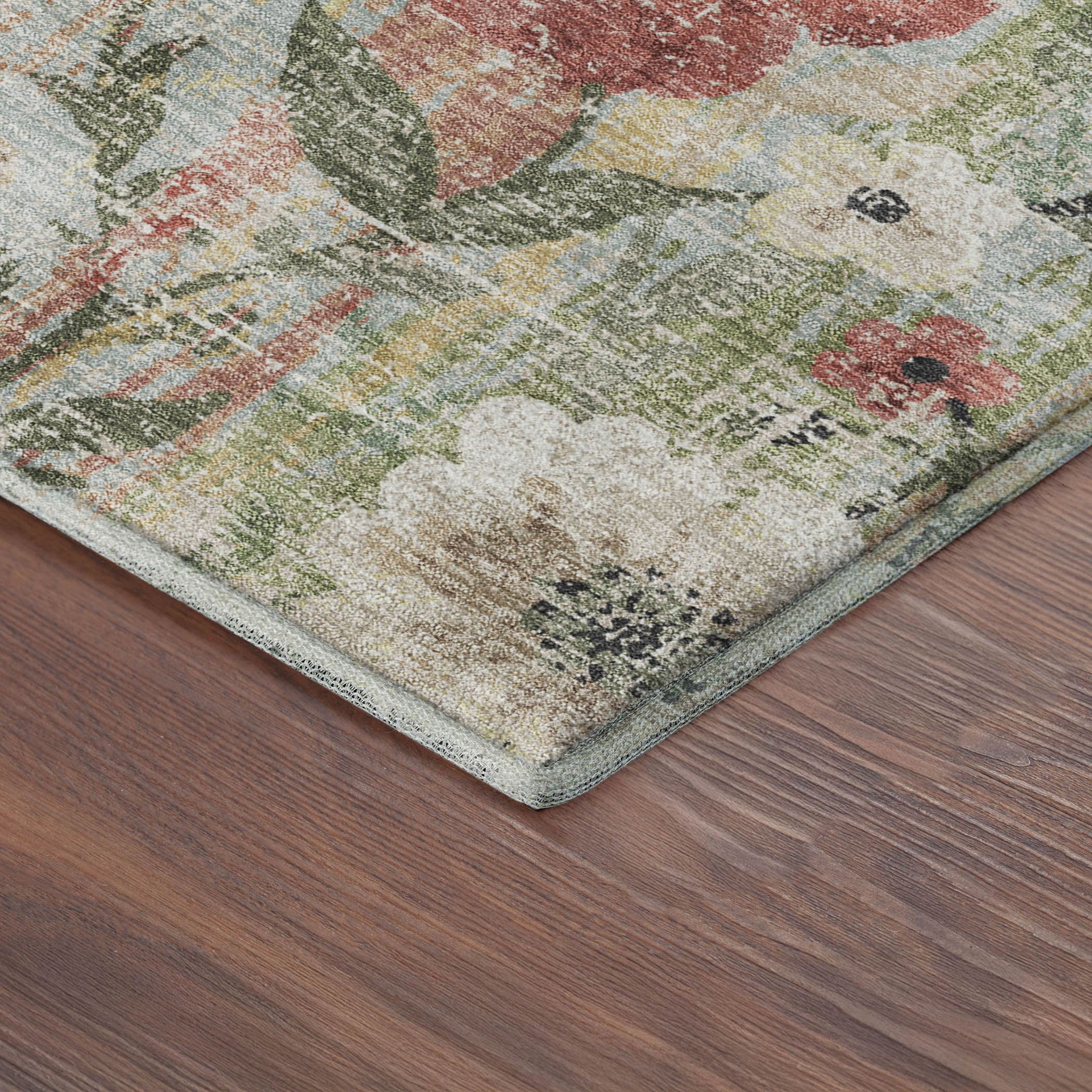 Florence Machine Washable Transitional Tan Brown Rug 1'8" x 2'6" #shape_Rectangle