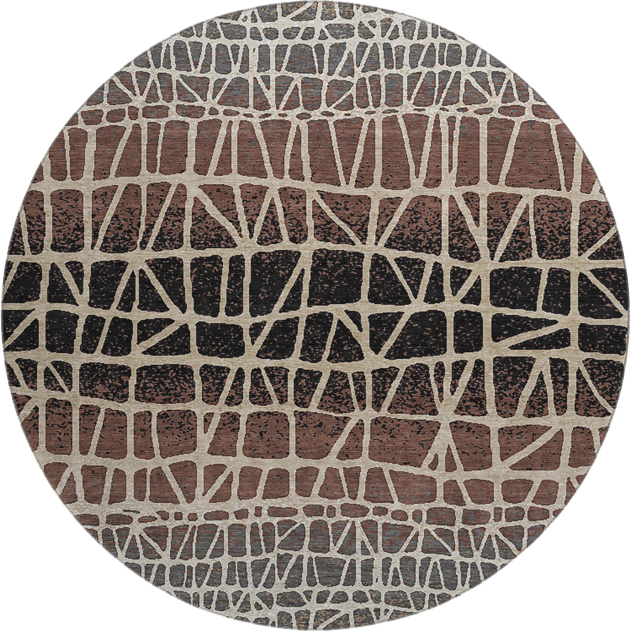 Mdina Machine Washable Transitional Brown Rug 8' x 8' #shape_Round