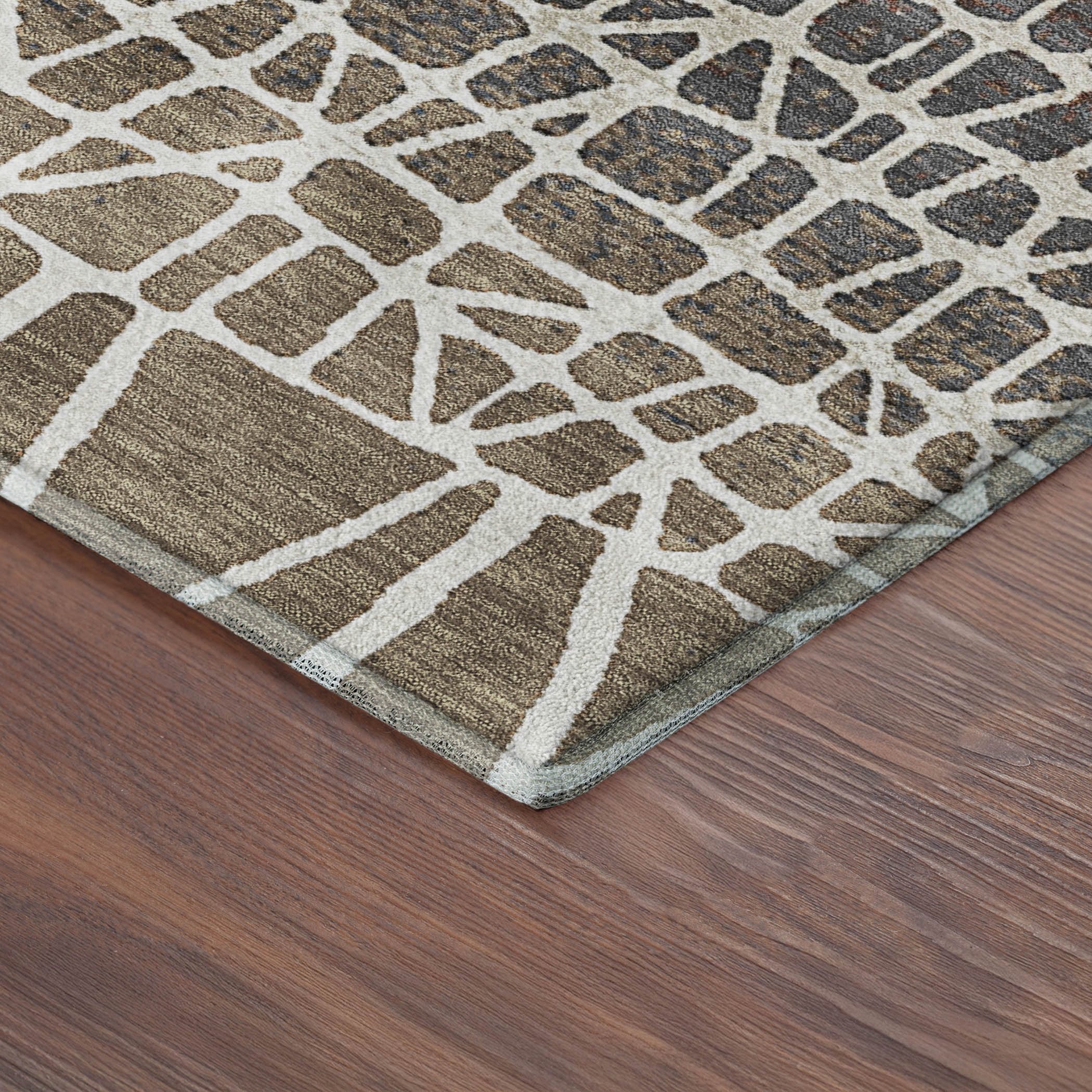 Mdina Machine Washable Transitional Brown Rug 1'8" x 2'6" #shape_Rectangle