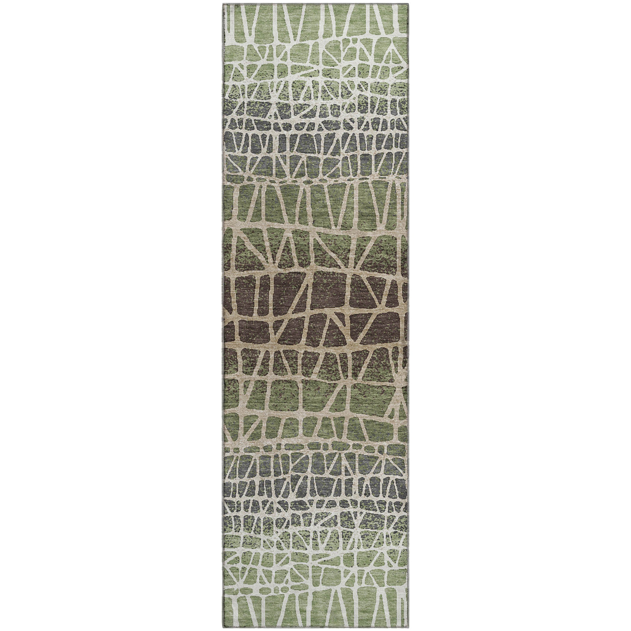 Mdina Machine Washable Transitional Fern Green Rug 2'3" x 7'6" #shape_Runner