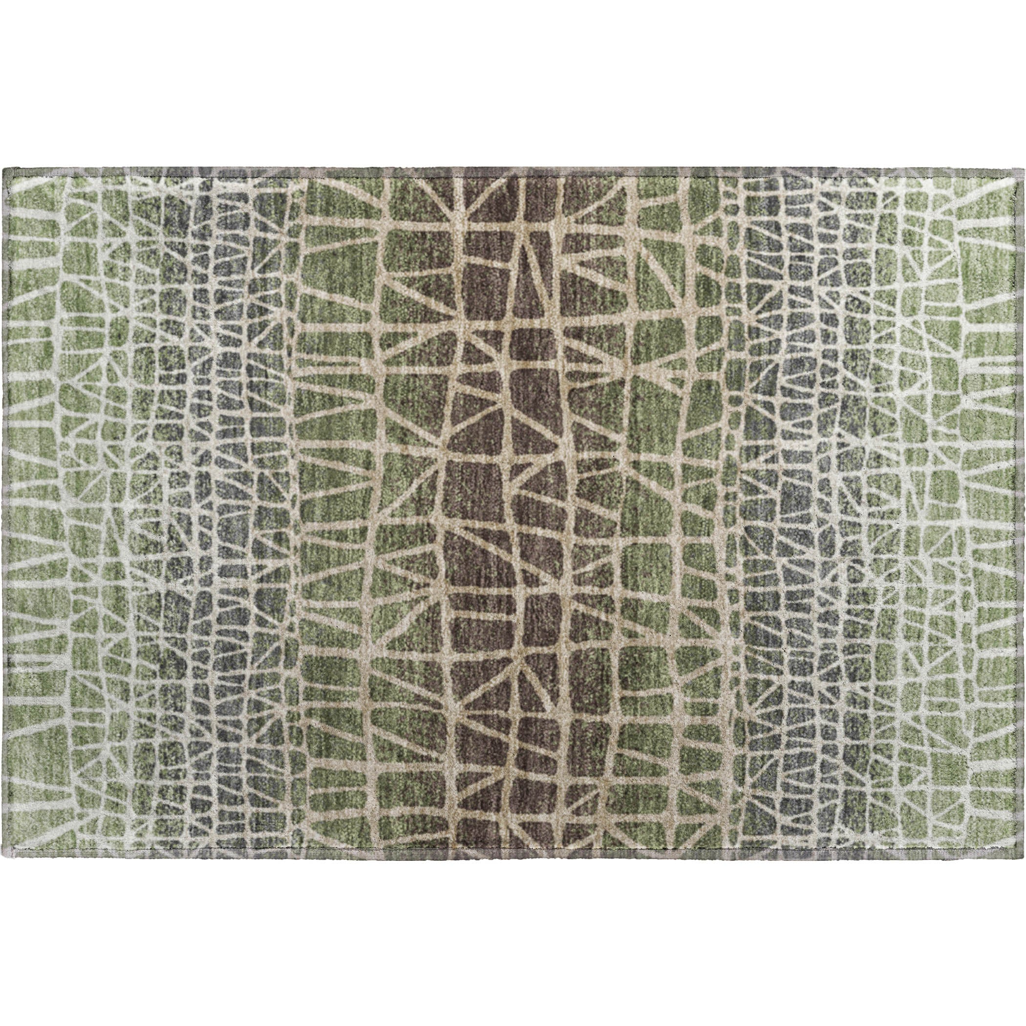 Mdina Machine Washable Transitional Fern Green Rug 1'8" x 2'6" #shape_Rectangle