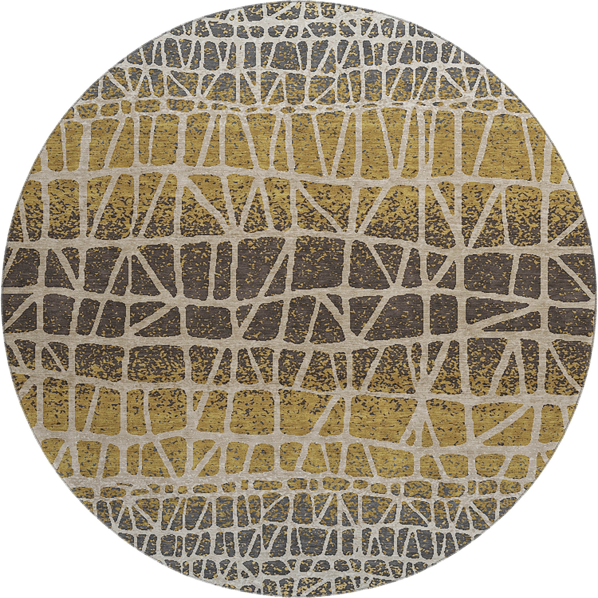 Mdina Machine Washable Transitional Gold Rug 8' x 8' #shape_Round