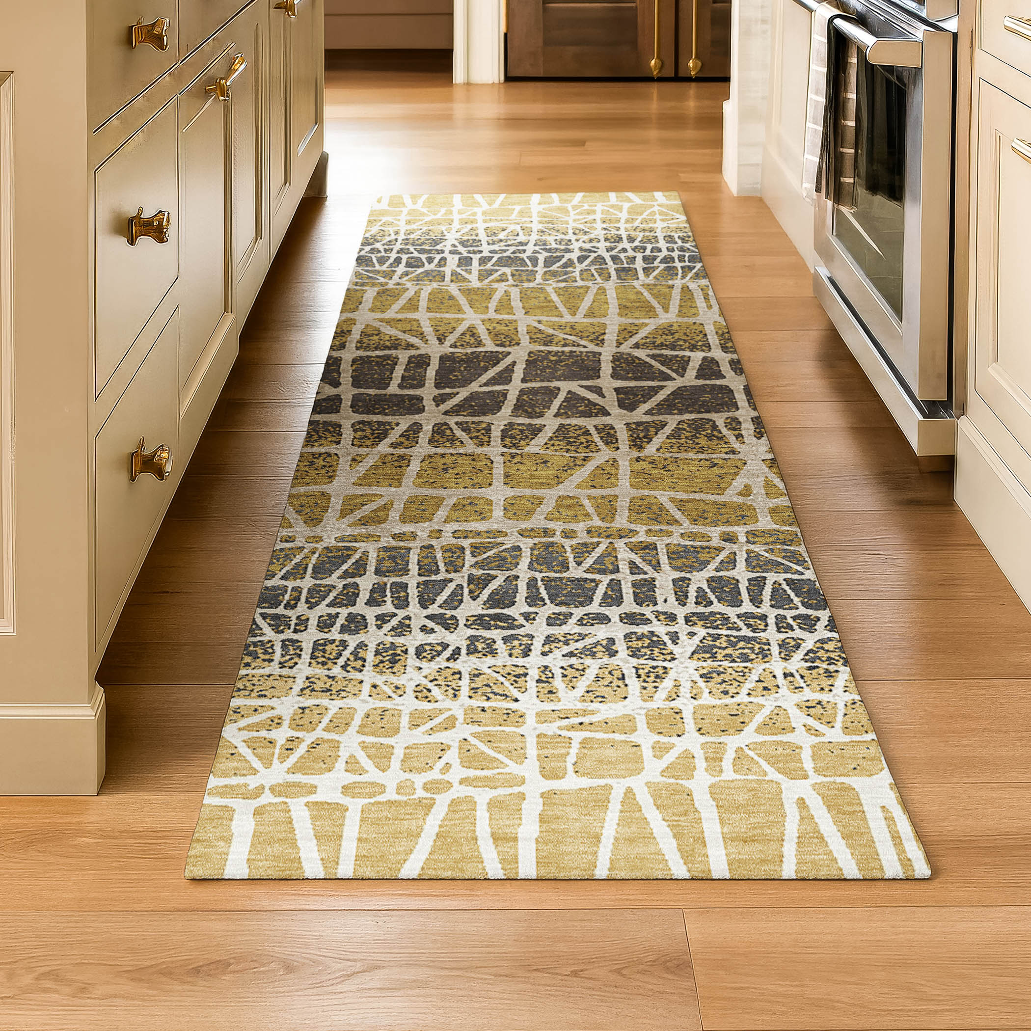Mdina Machine Washable Transitional Gold Rug 2'3" x 7'6" #shape_Runner