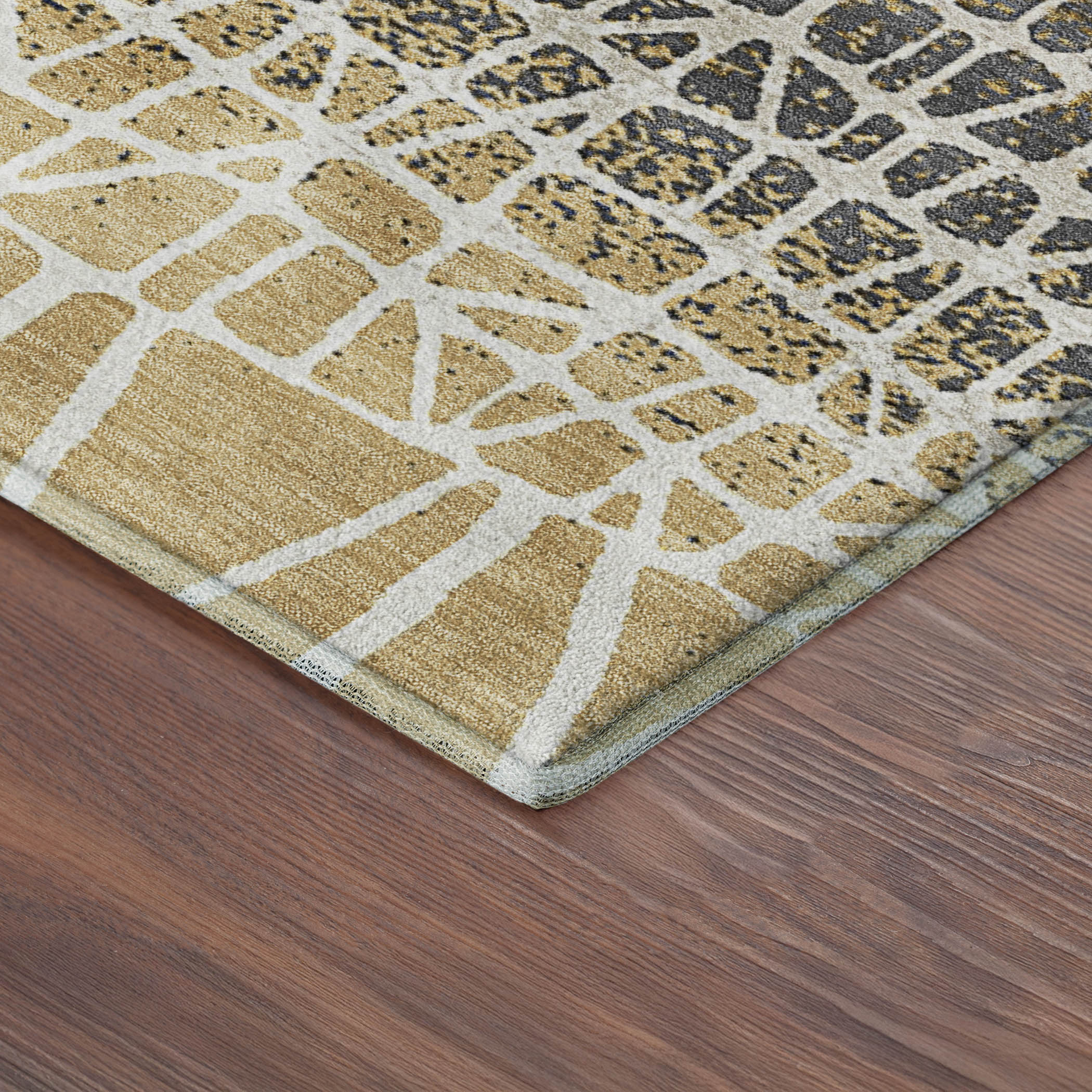 Mdina Machine Washable Transitional Gold Rug 1'8" x 2'6" #shape_Rectangle