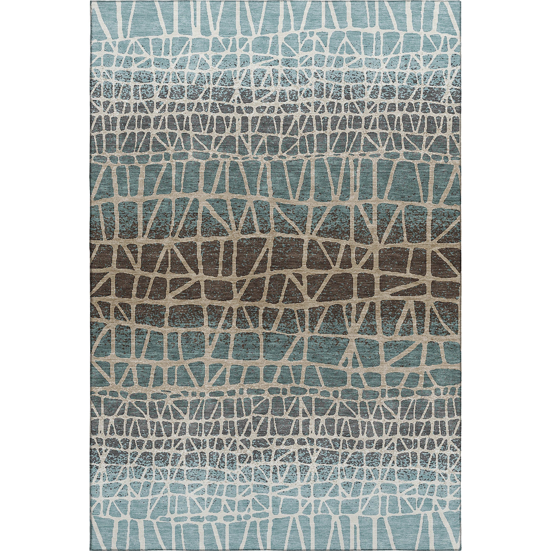 Mdina Machine Washable Transitional Teal Rug 3' x 5' #shape_Rectangle