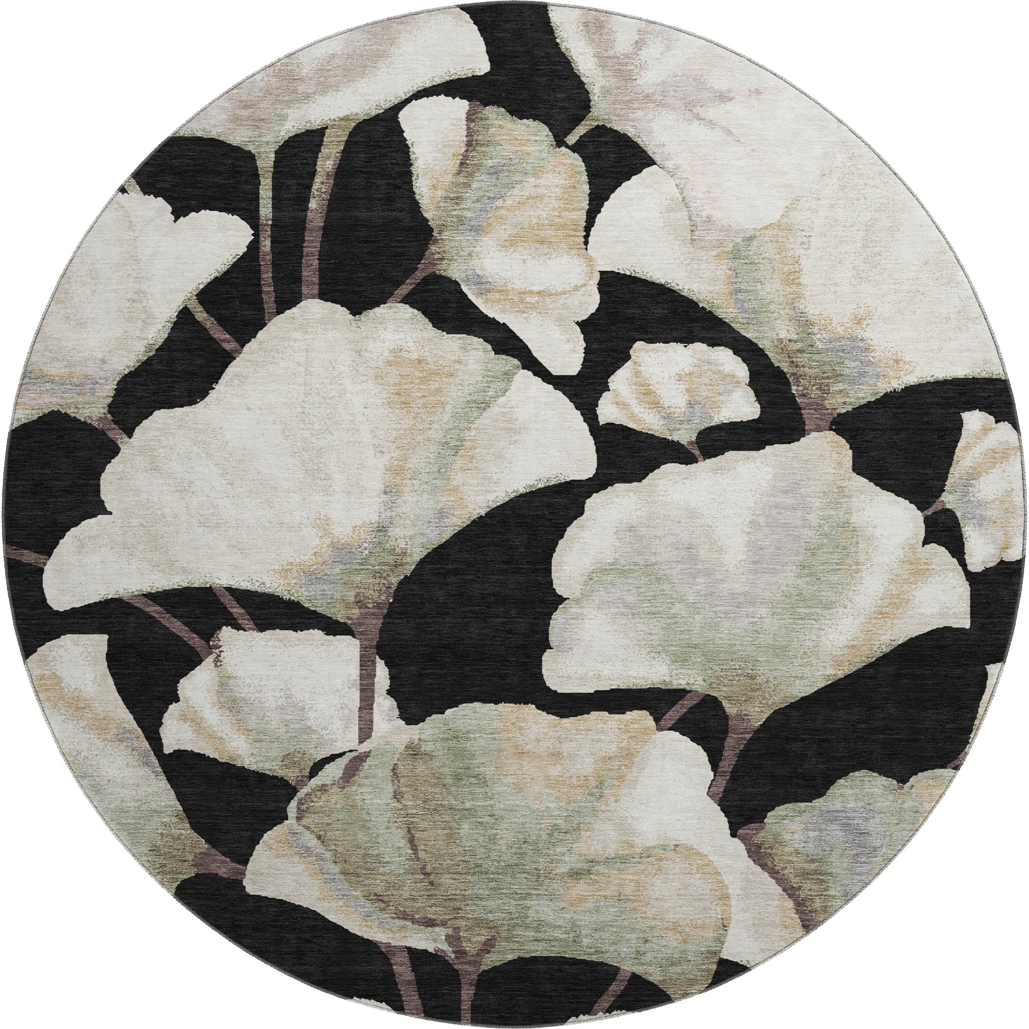 Mostar Machine Washable Transitional Black Rug 8' x 8' #shape_Round