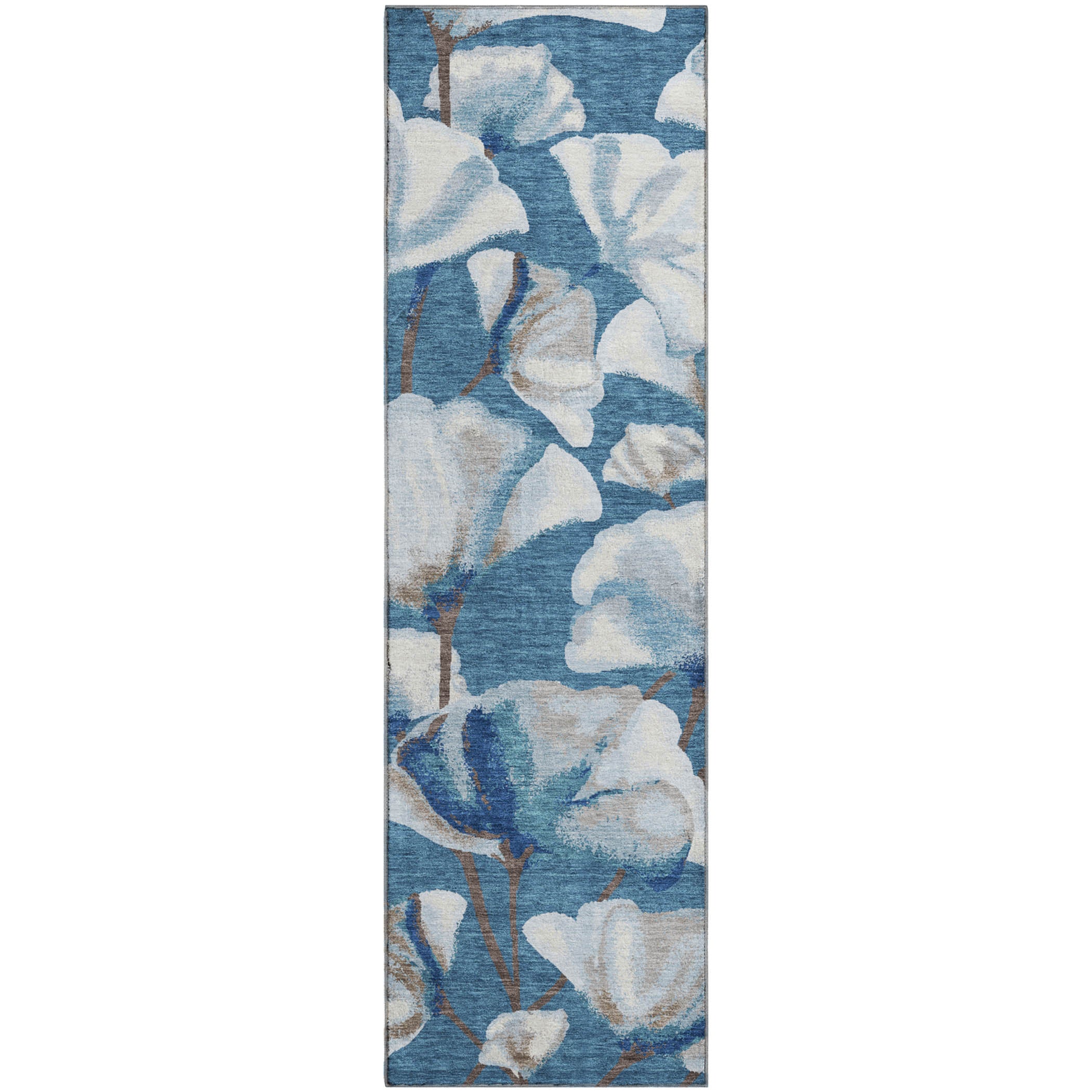 Mostar Machine Washable Transitional Blue Rug 2'3" x 7'6" #shape_Runner