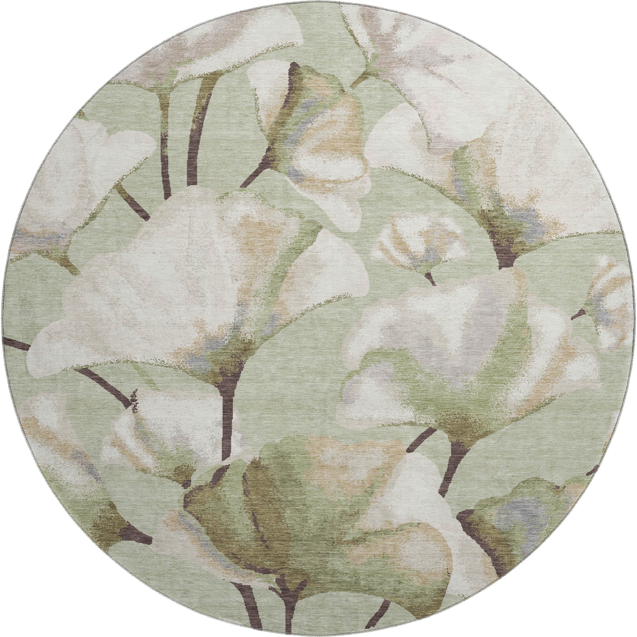 Mostar Machine Washable Transitional Celery Green Rug 8' x 8' #shape_Round