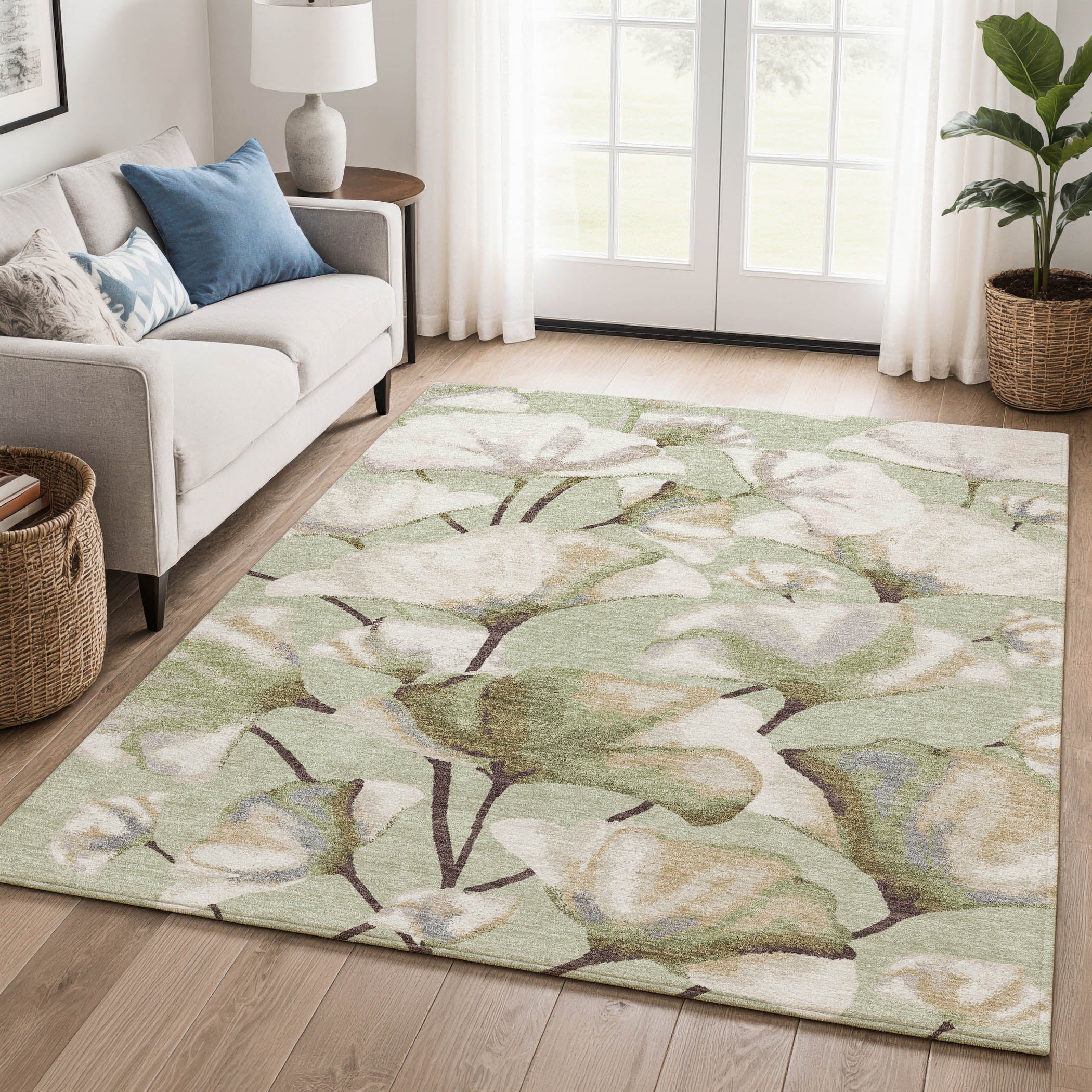 Mostar Machine Washable Transitional Celery Green Rug 3' x 5' #shape_Rectangle