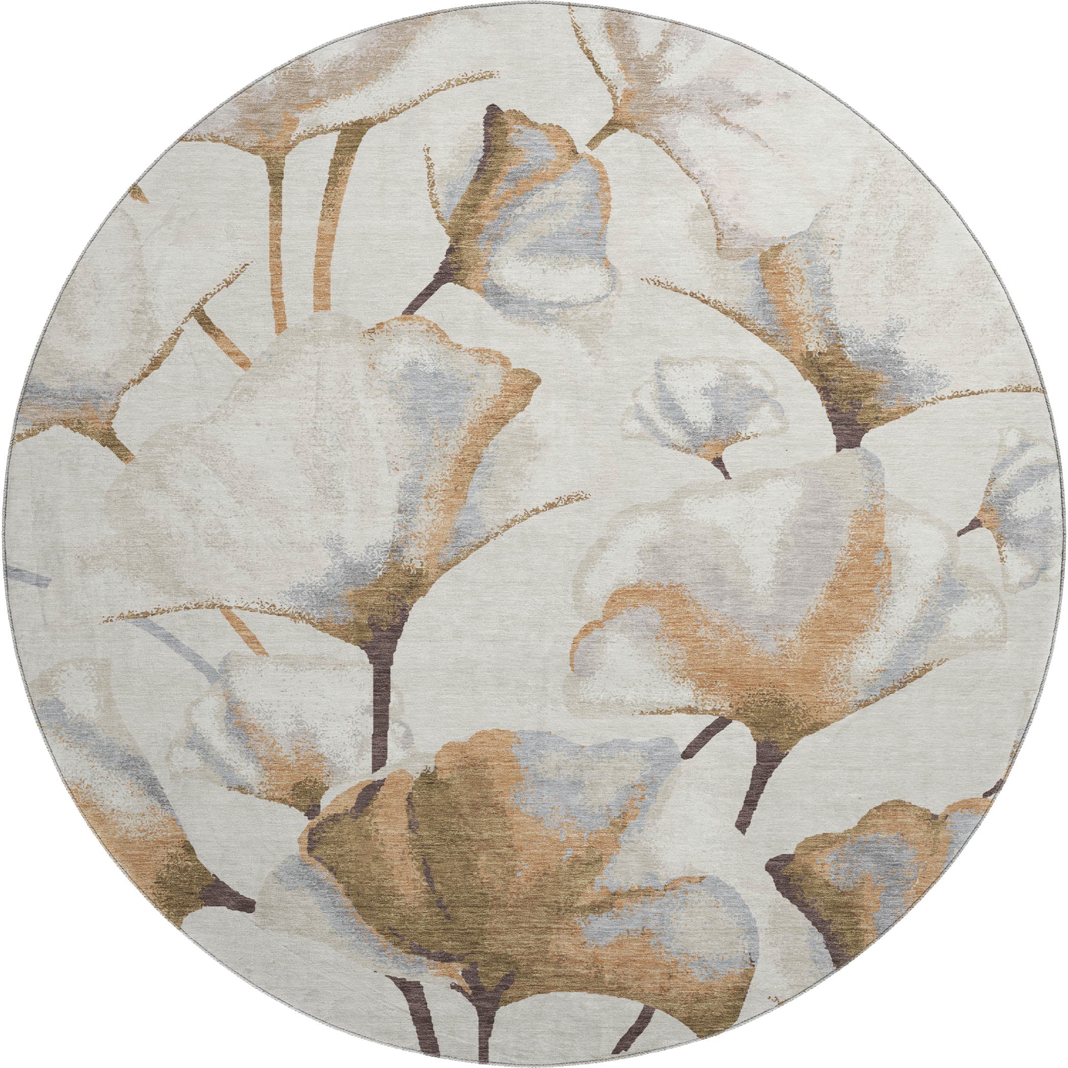 Mostar Machine Washable Transitional Copper Orange Rug 8' x 8' #shape_Round