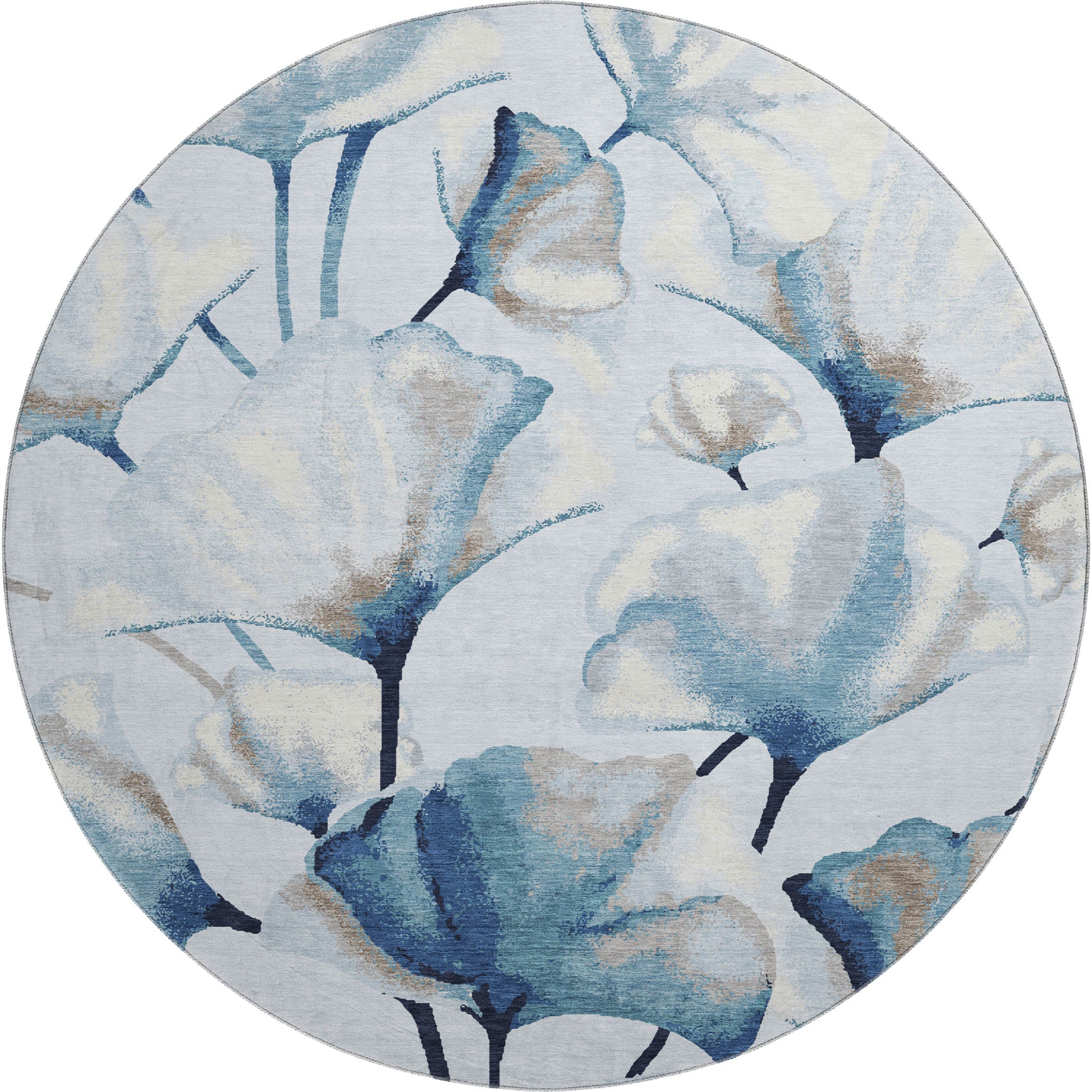 Mostar Machine Washable Transitional Sky Blue Rug 8' x 8' #shape_Round