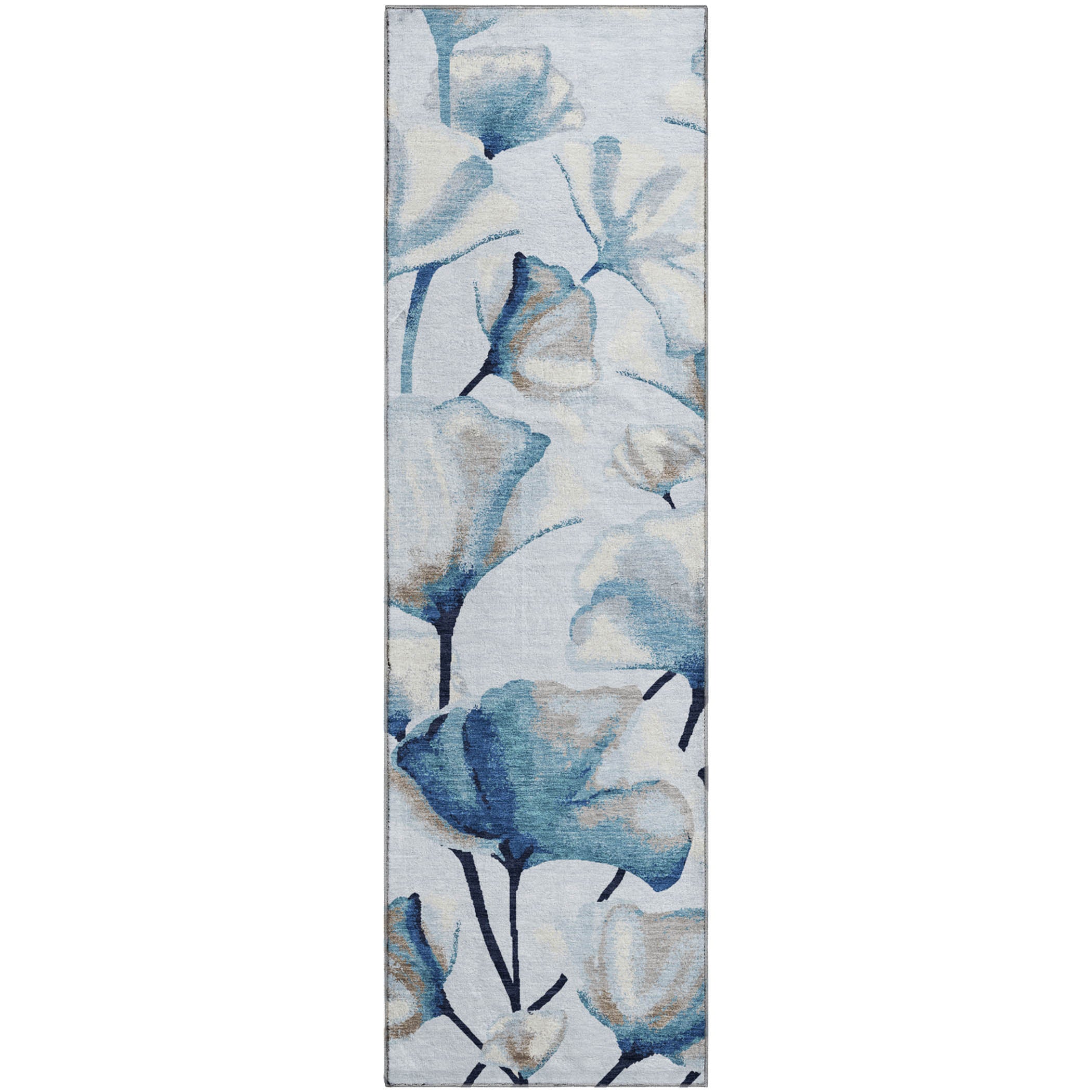 Mostar Machine Washable Transitional Sky Blue Rug 2'3" x 7'6" #shape_Runner