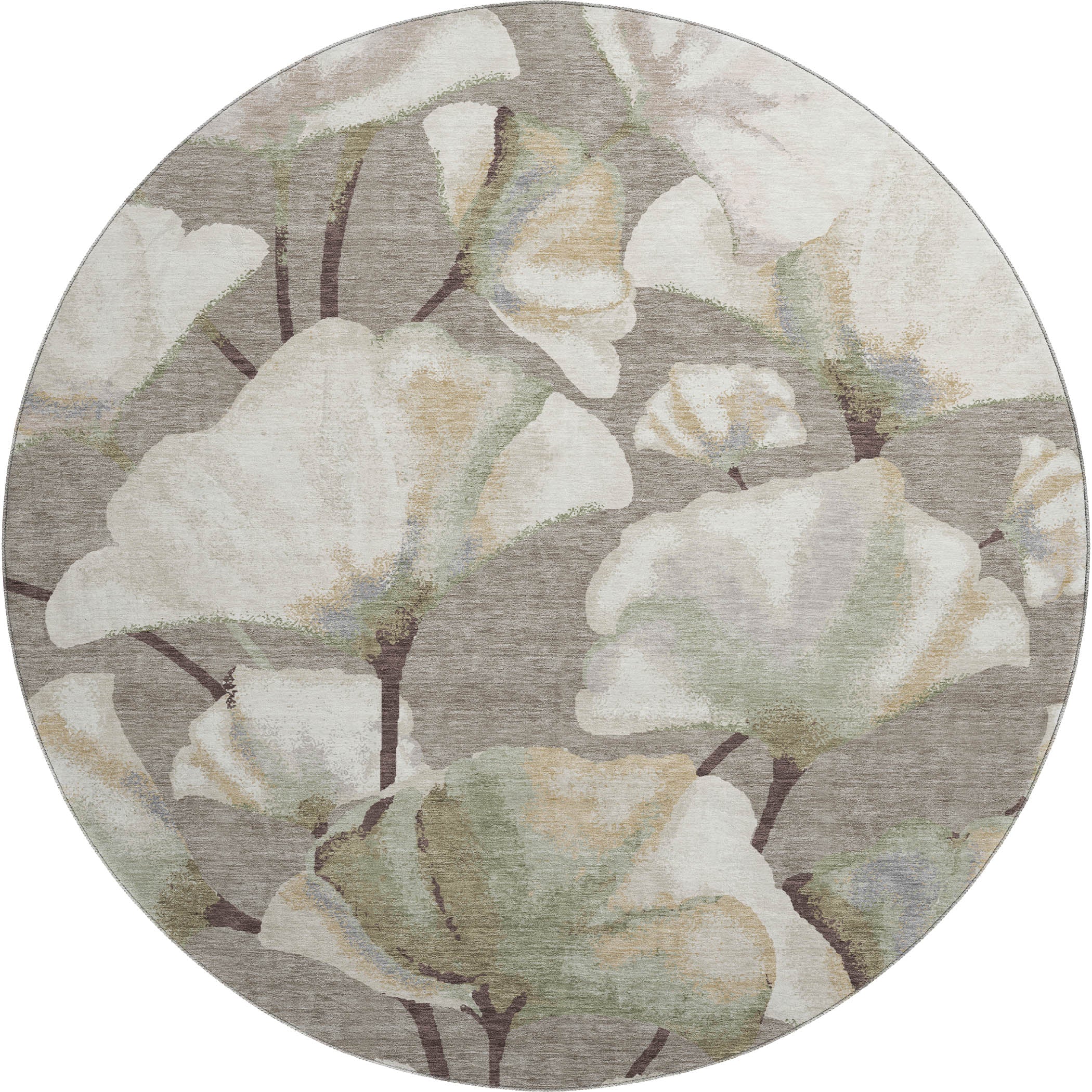 Mostar Machine Washable Transitional Taupe Brown Rug 8' x 8' #shape_Round