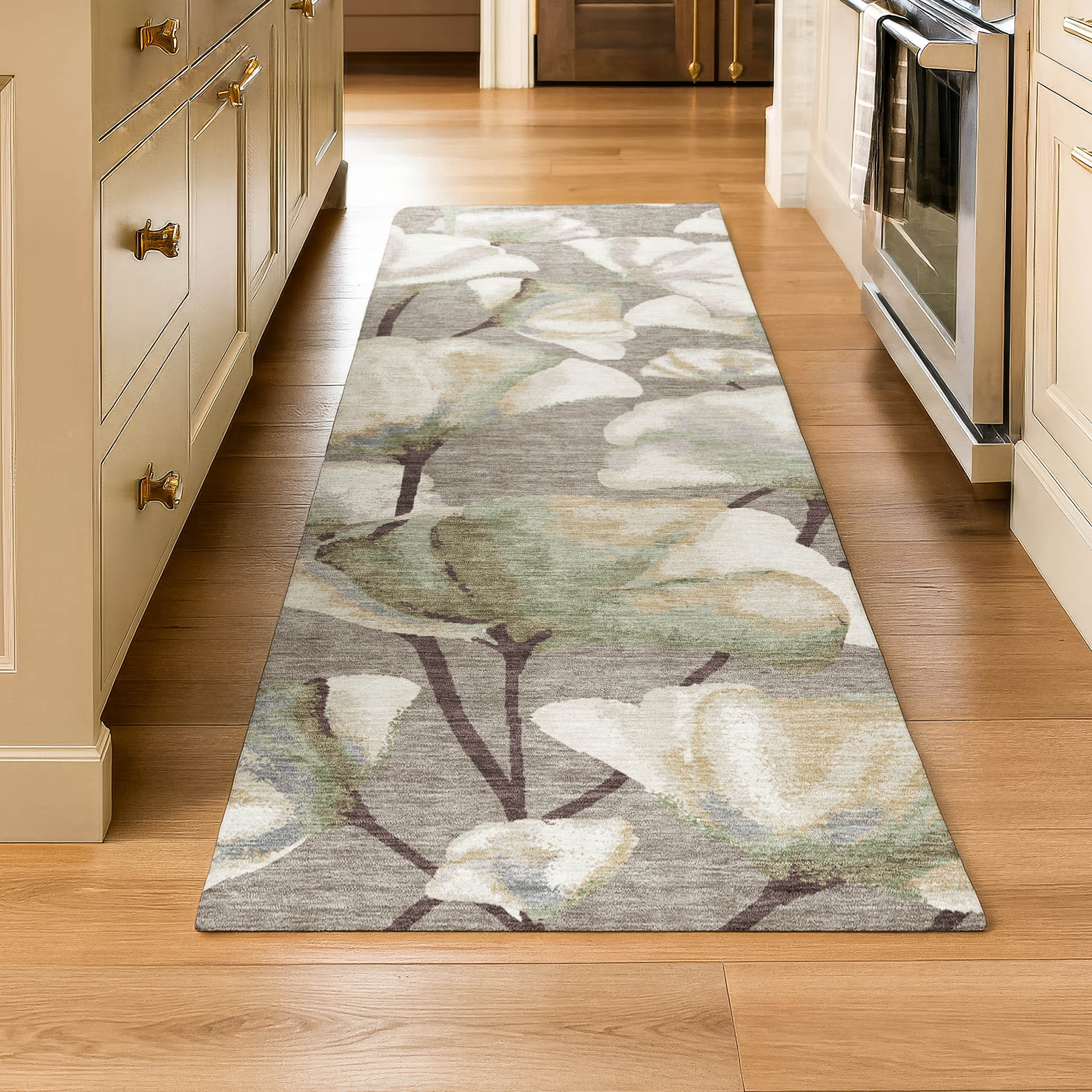 Mostar Machine Washable Transitional Taupe Brown Rug 2'3" x 7'6" #shape_Runner