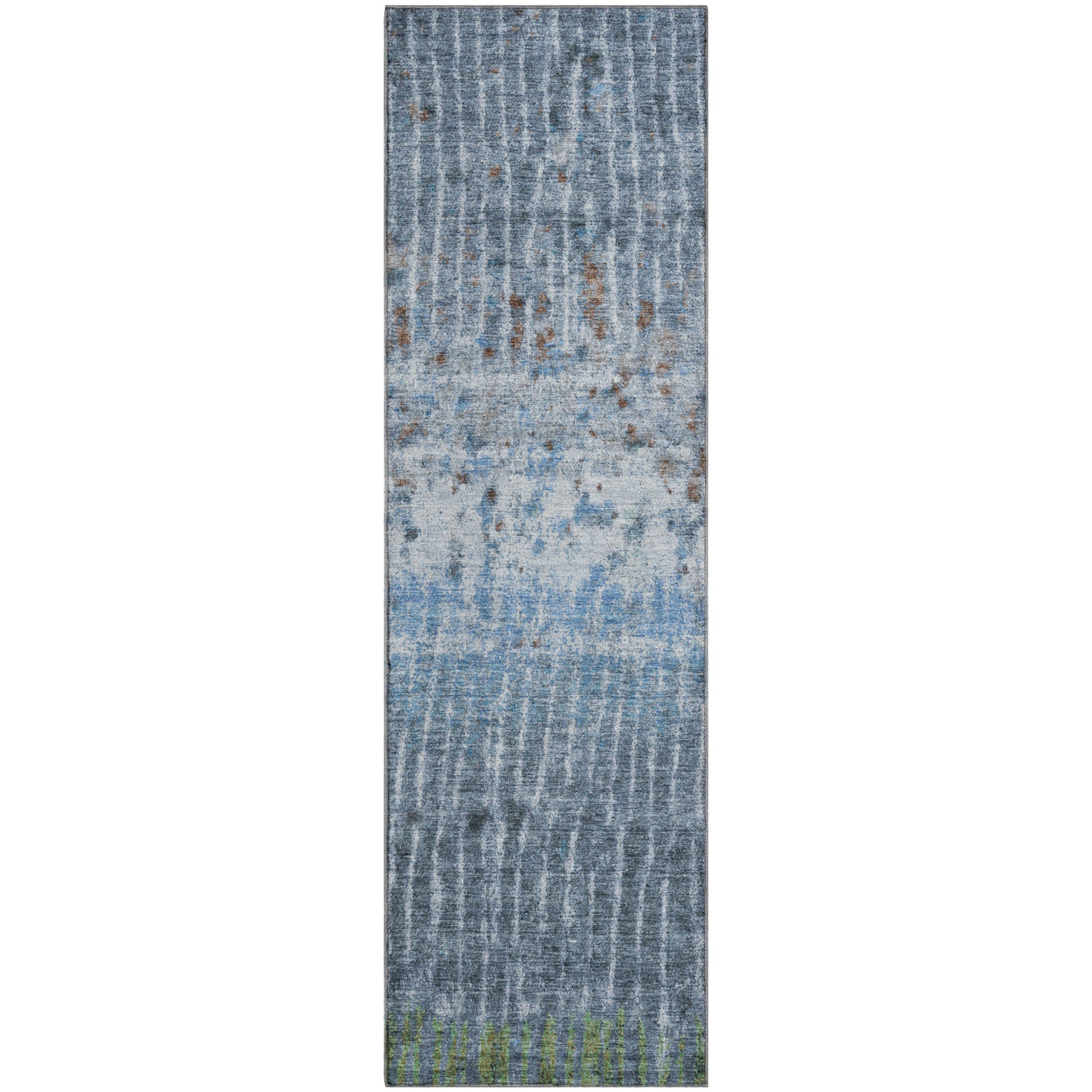 Antigua Machine Washable Transitional Blue Rug 2'3" x 7'6" #shape_Runner