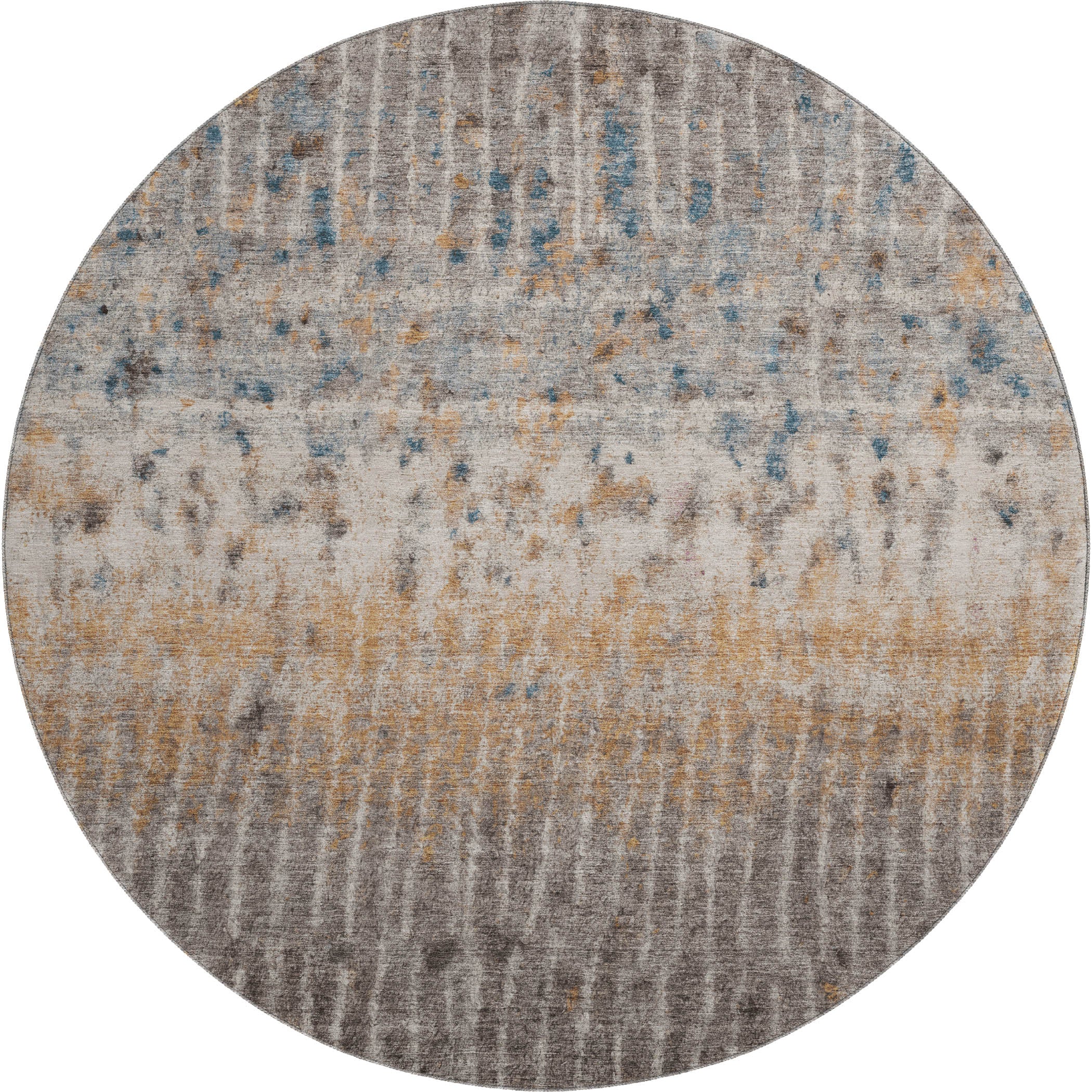 Antigua Machine Washable Transitional Taupe Brown Rug 8' x 8' #shape_Round